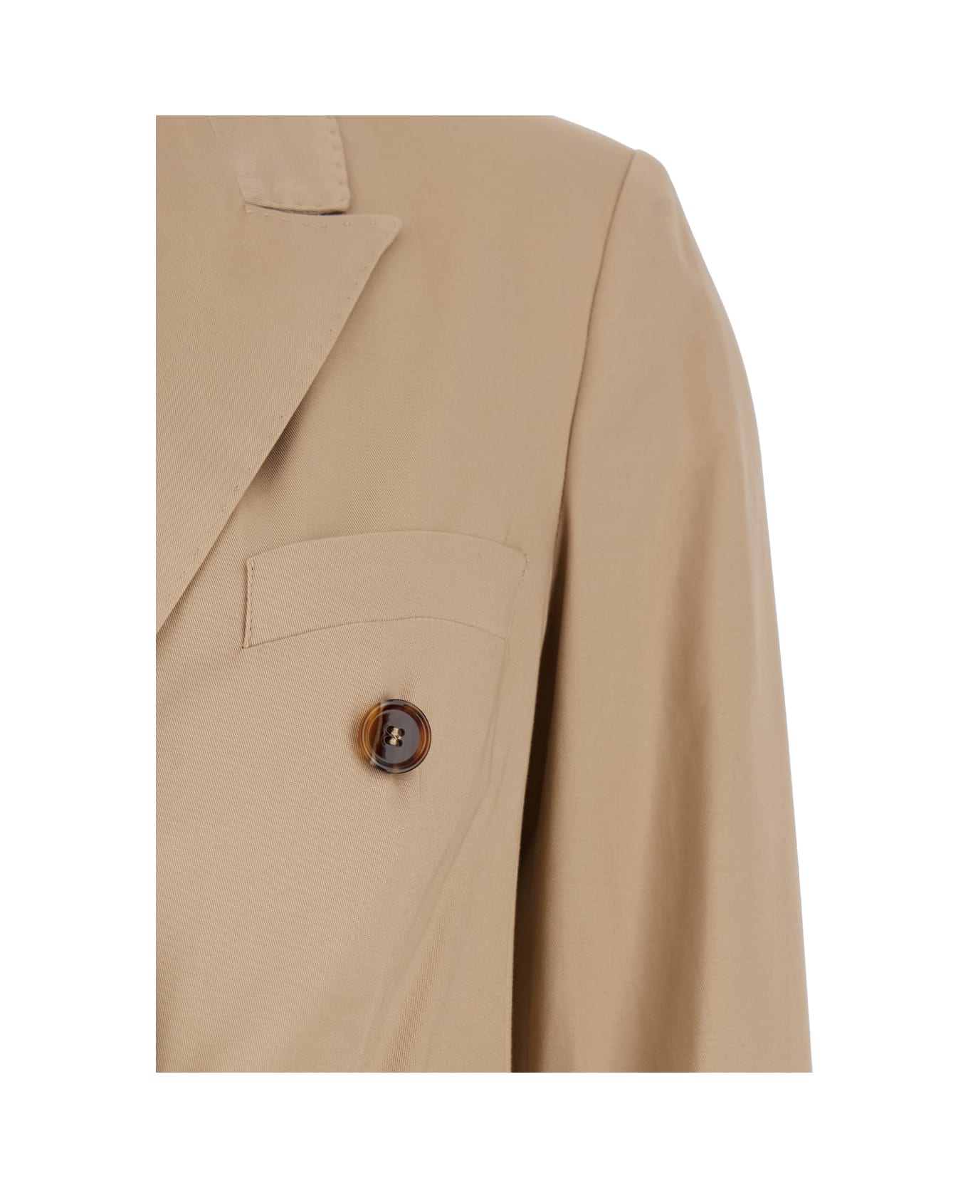 Mauro Grifoni Beige Double-breasted Suit With Notched Revers In Cotton Woman - Beige