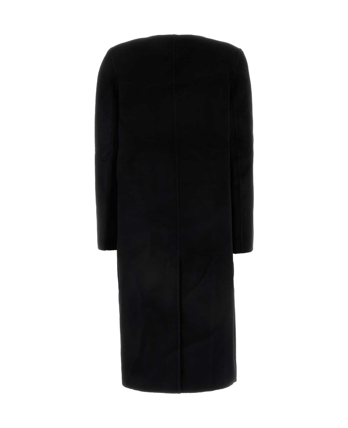 Loulou Studio Black Wool Blend Banie Coat - BLACK