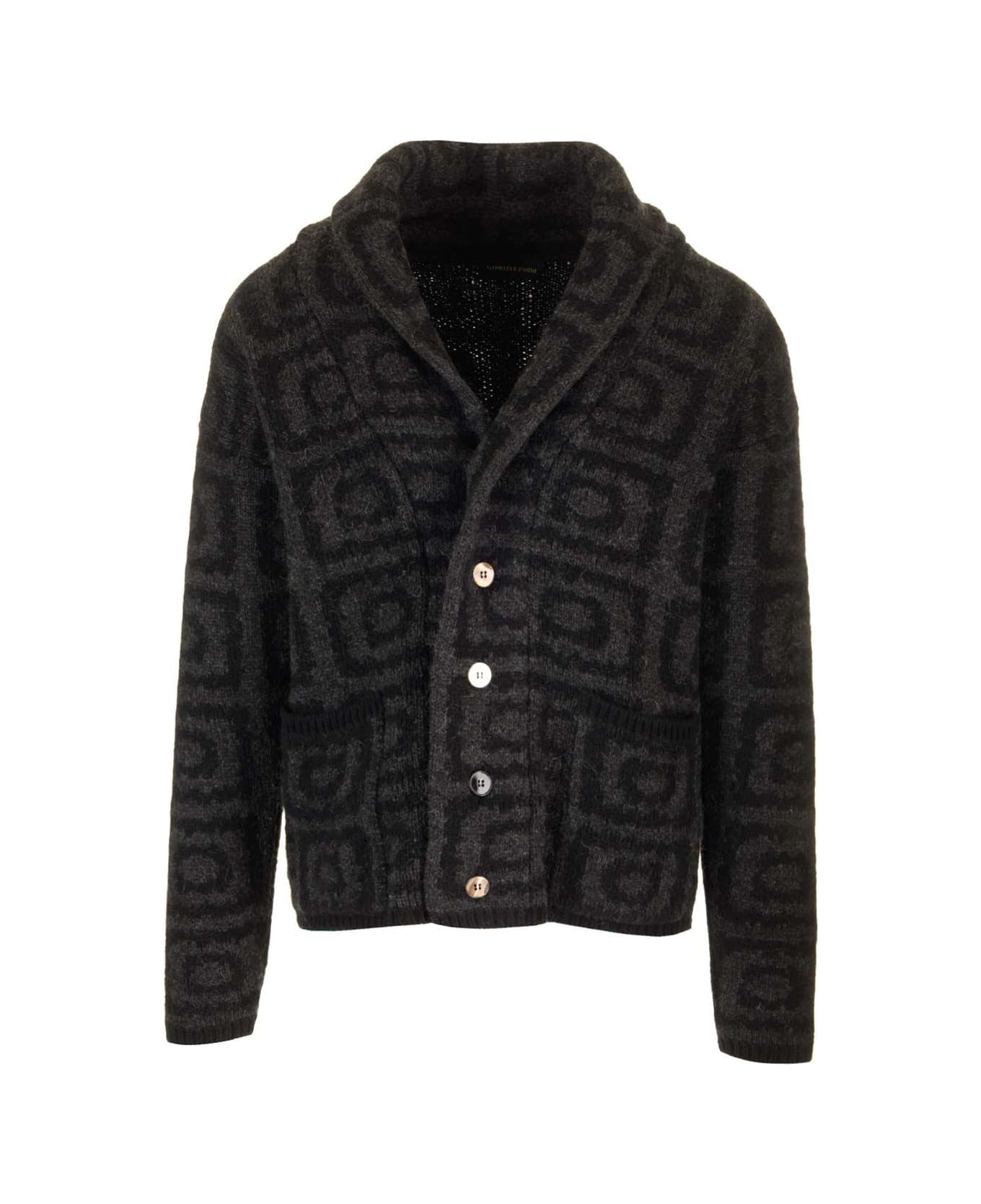 Gabriele Pasini Wool Jacquard Cardigan - Black