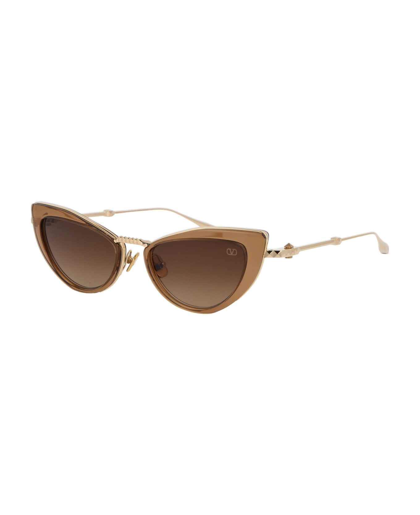 Valentino Eyewear Viii Sunglasses - LIGHT GOLD CRYSTAL MEDIUM BROWN W/ DARK BROWN TO LIGHT BROWN