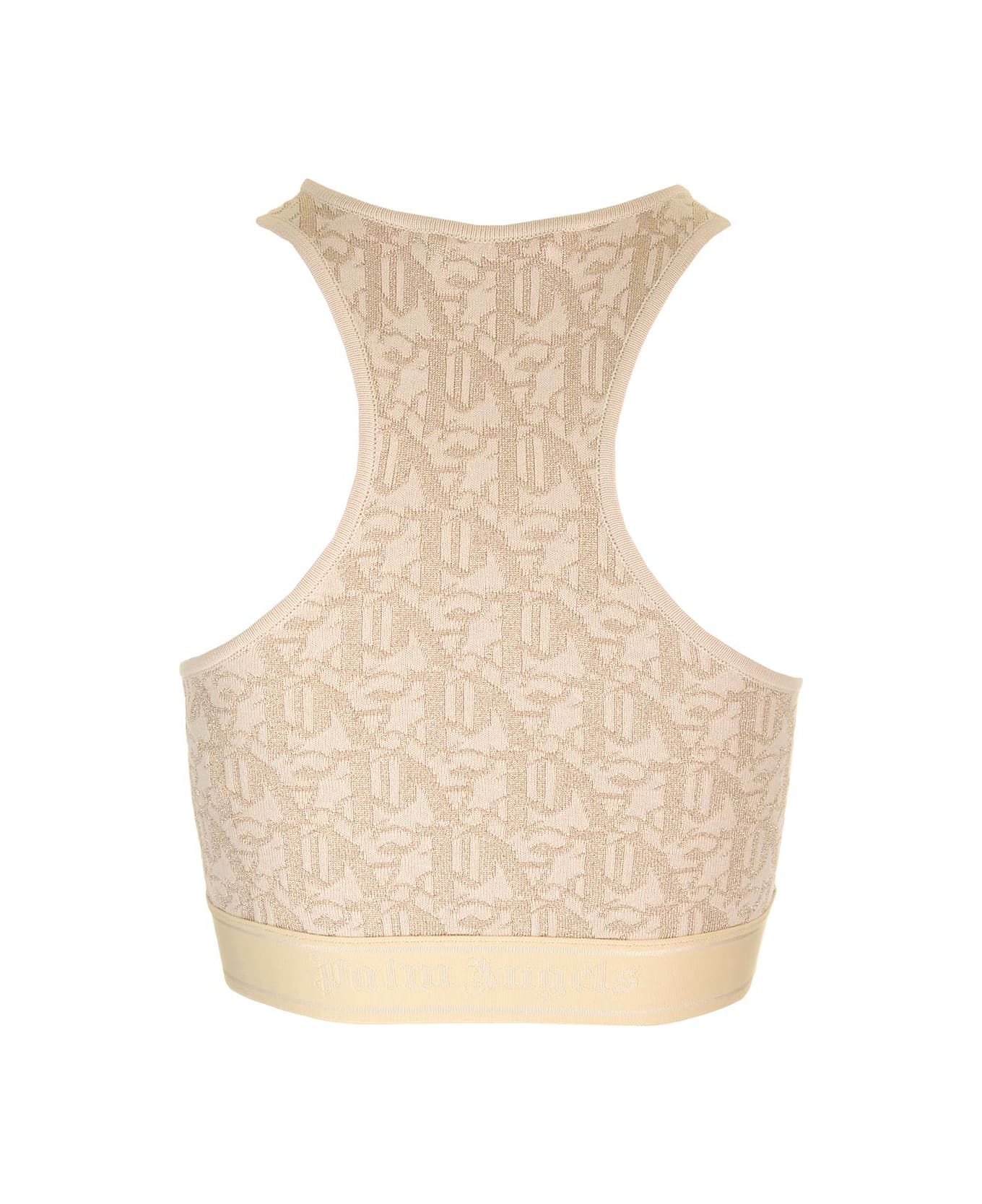 Palm Angels Lurex Knit Top With Monogram - White