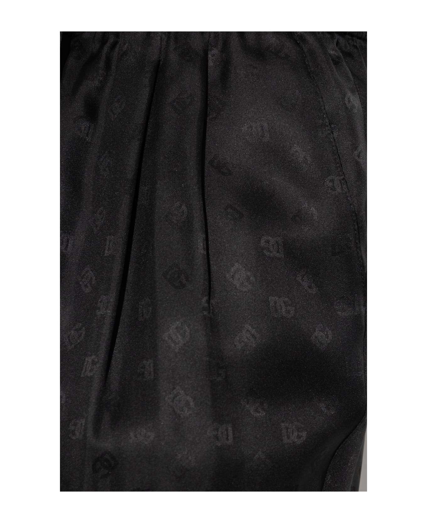 Dolce 
Gabbana Silk Trousers With Monogram - Black
