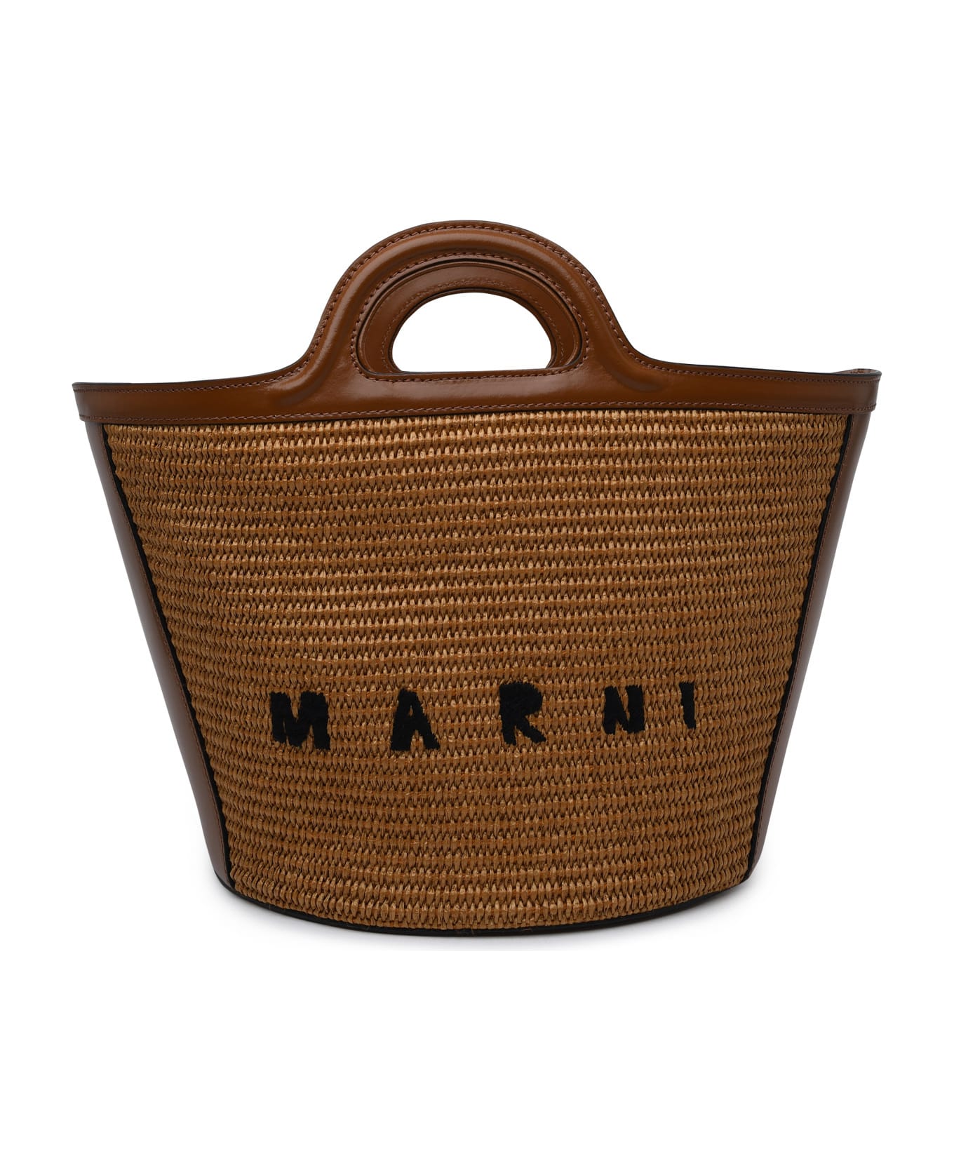 Marni Brown Leather Blend Tropical Bag Marni トートバッグ