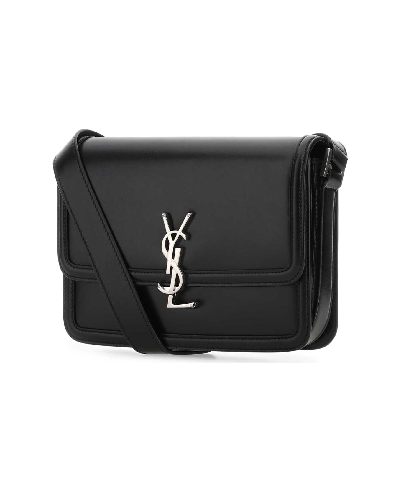 Saint Laurent Black Leather Solferino Shoulder Bag - Black