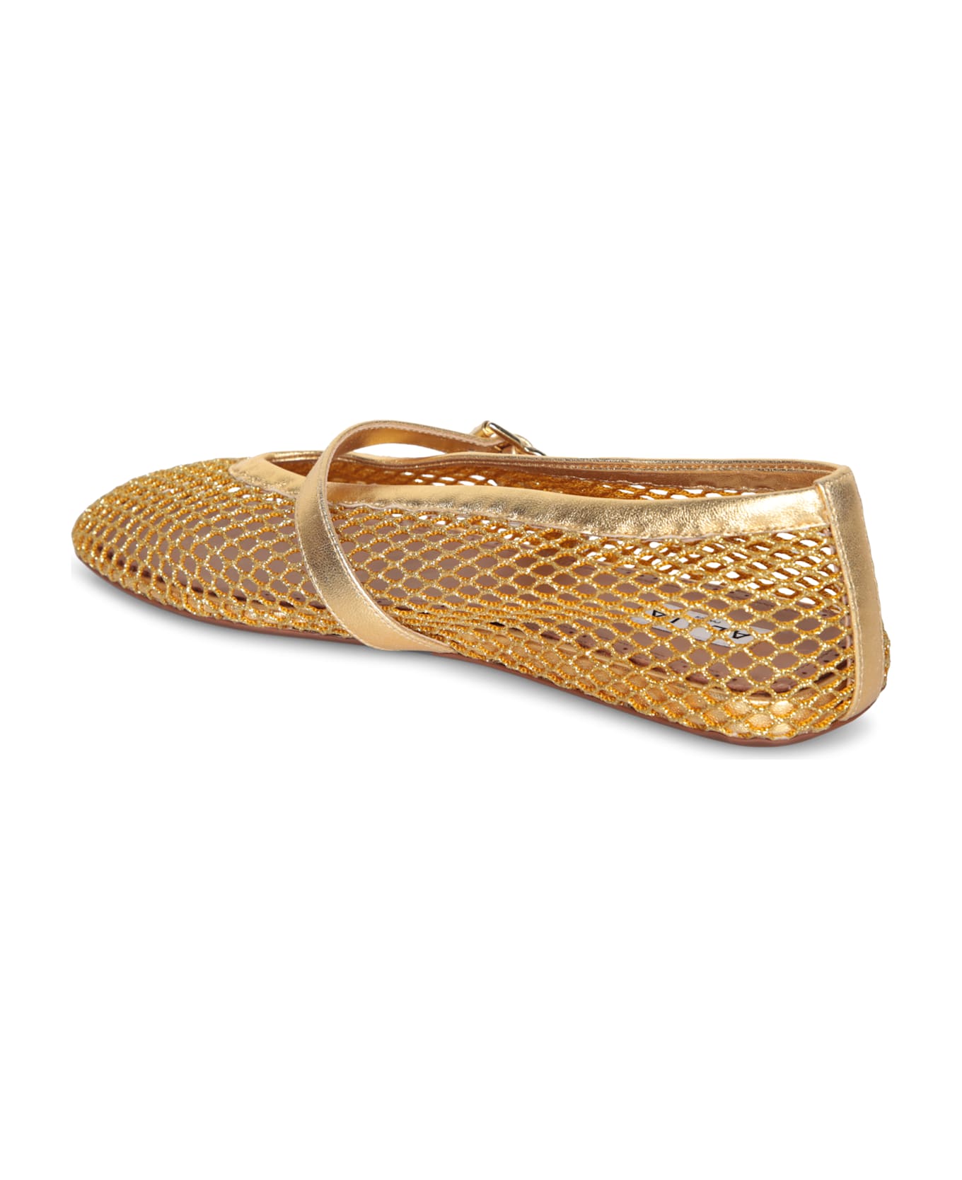 Alaia Golden Mesh Ballerina Flats - Metallic