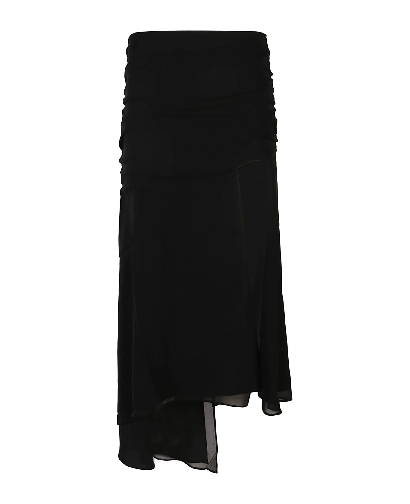 The Andamane Leticia Asymmetric Drapped Midi Skirt - Black