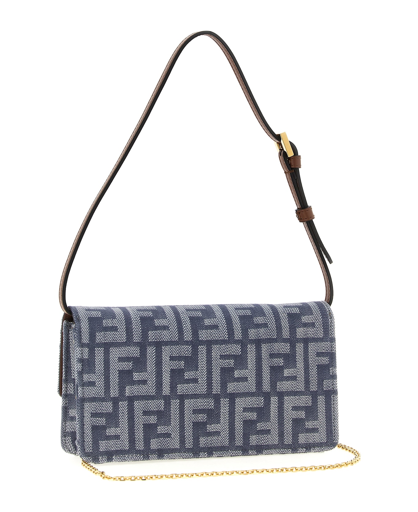 Fendi 'baguette' Wallet On Chain - Blue