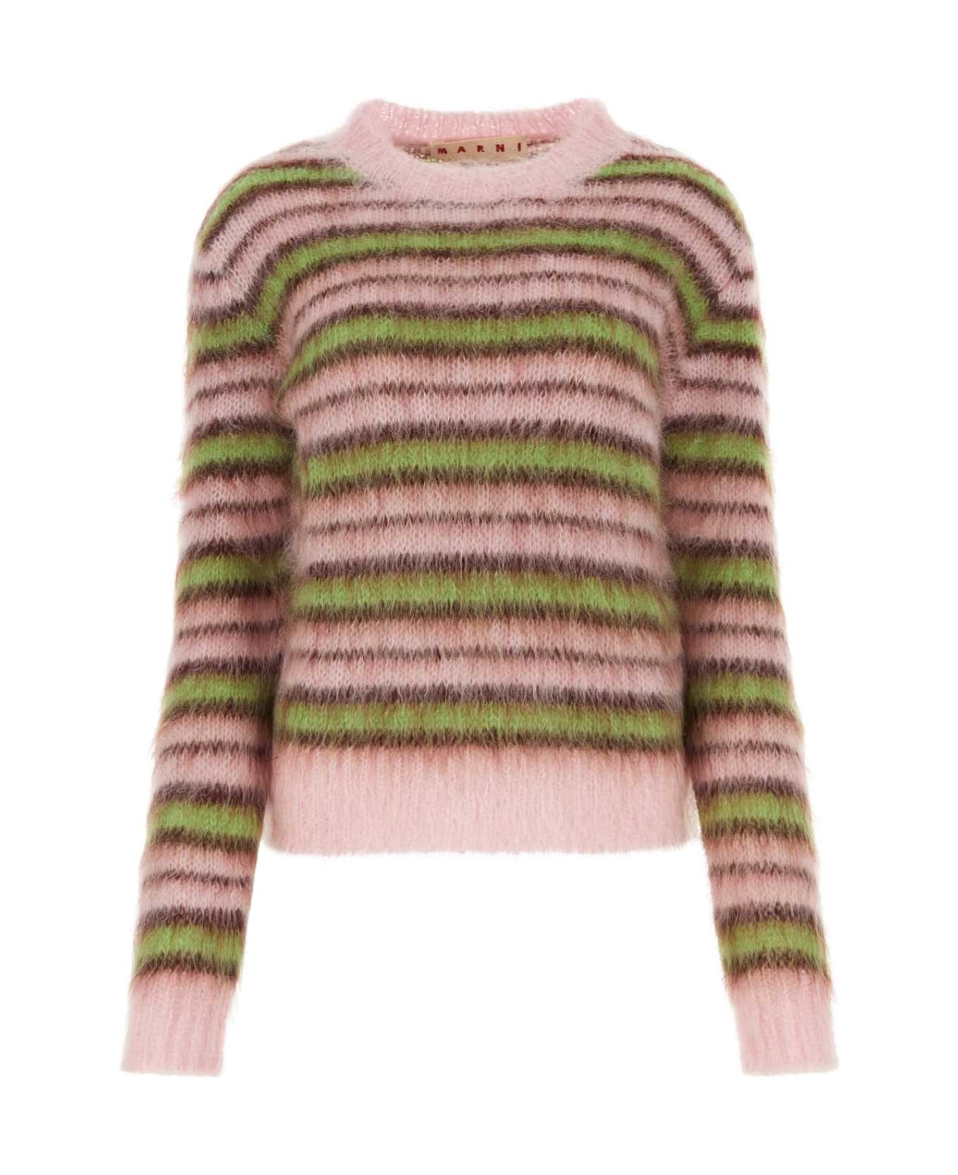 Marni Embroidered Mohair Blend Sweater - QUARTZ