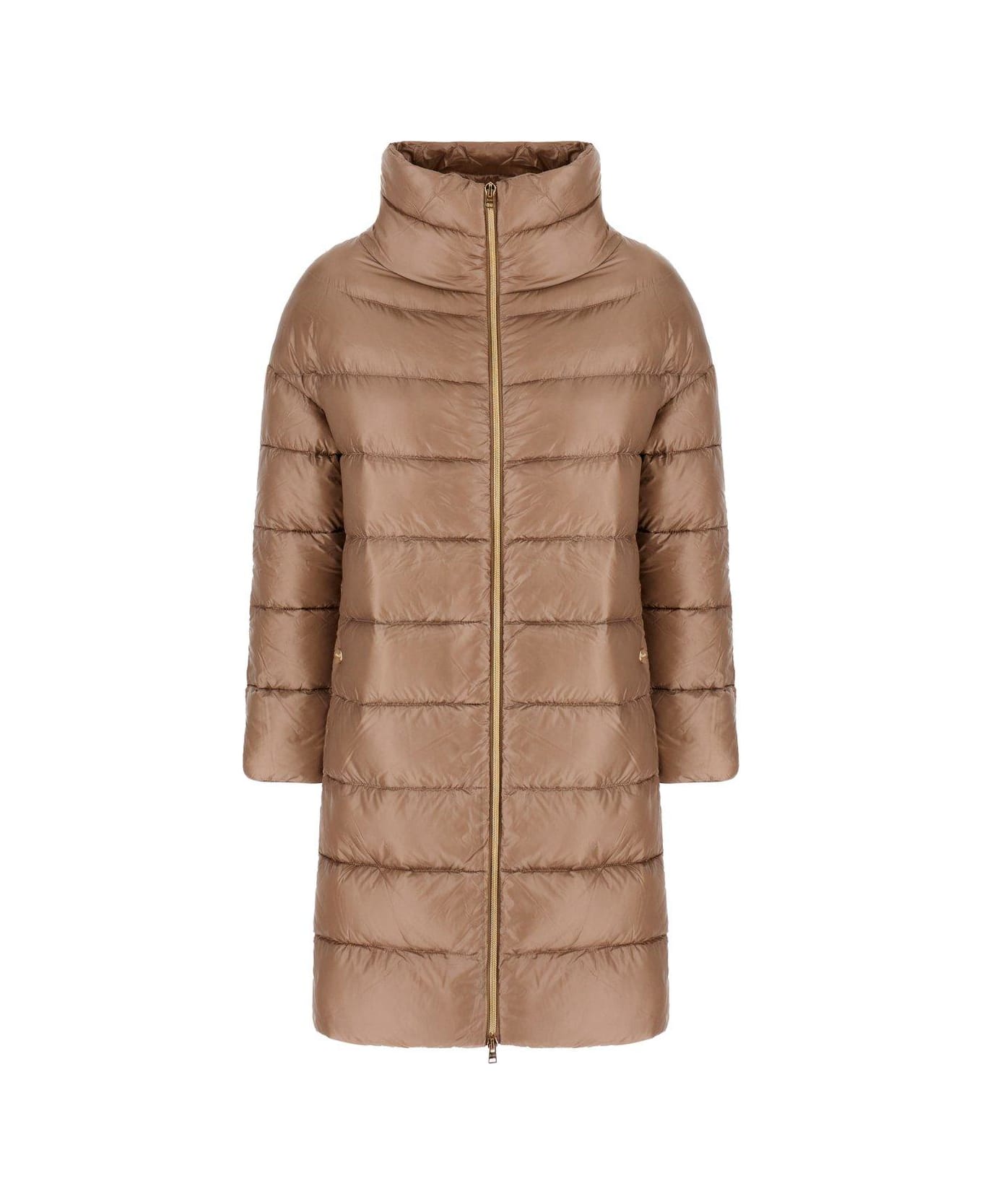 Herno Quilted Down Long Jacket - NEUTRALS