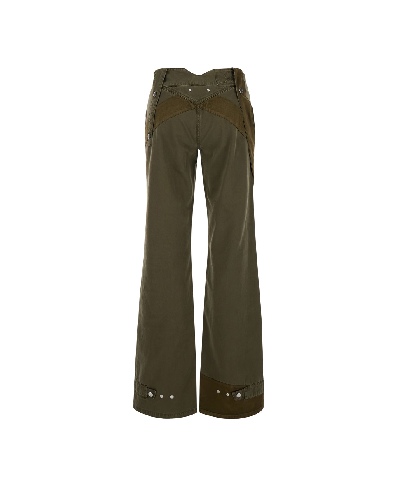 Blumarine Cargo Trousers With Satin Inserts Military Green In Cotton Woman - Green