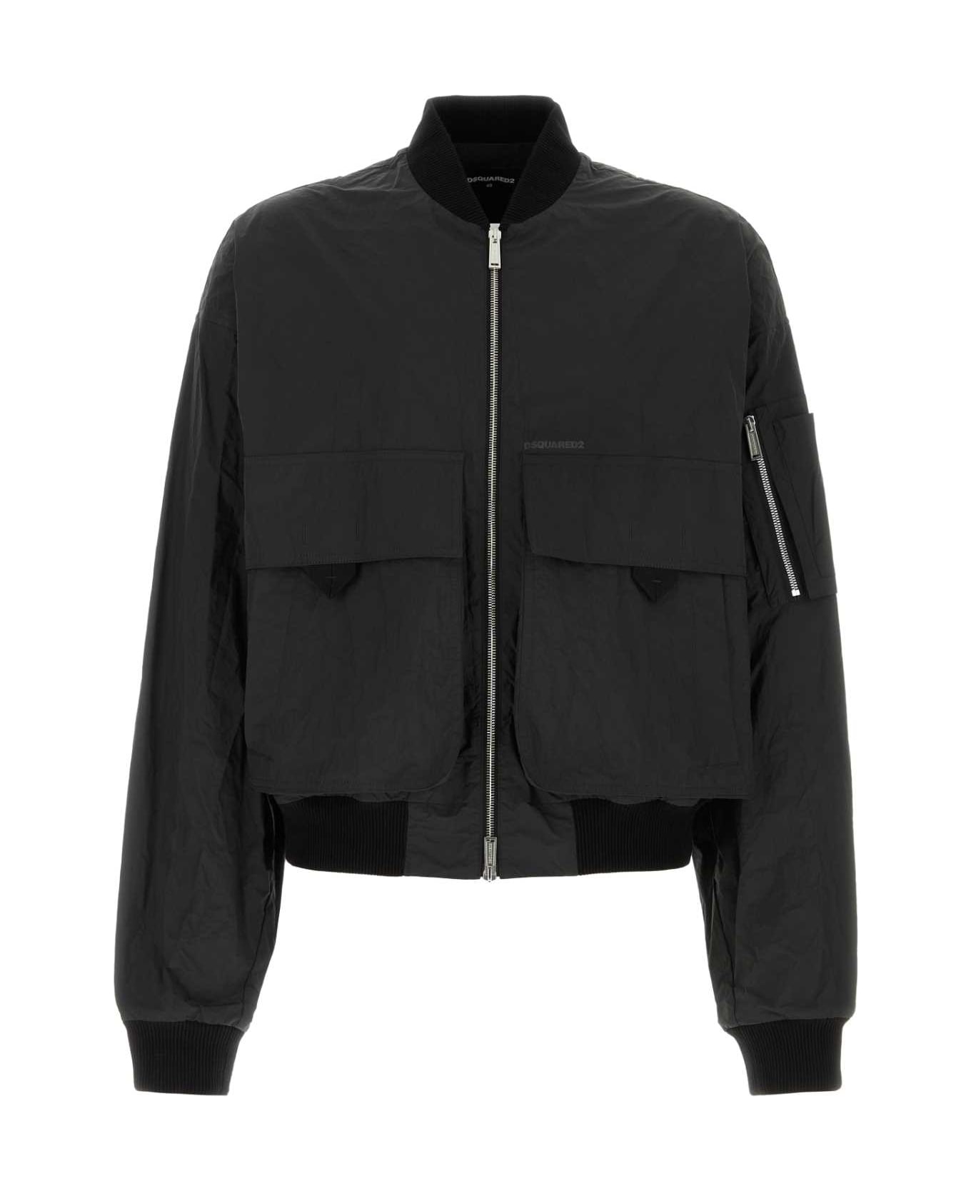 Dsquared2 Black Polyester Blend Bomber Jacket - BLACK