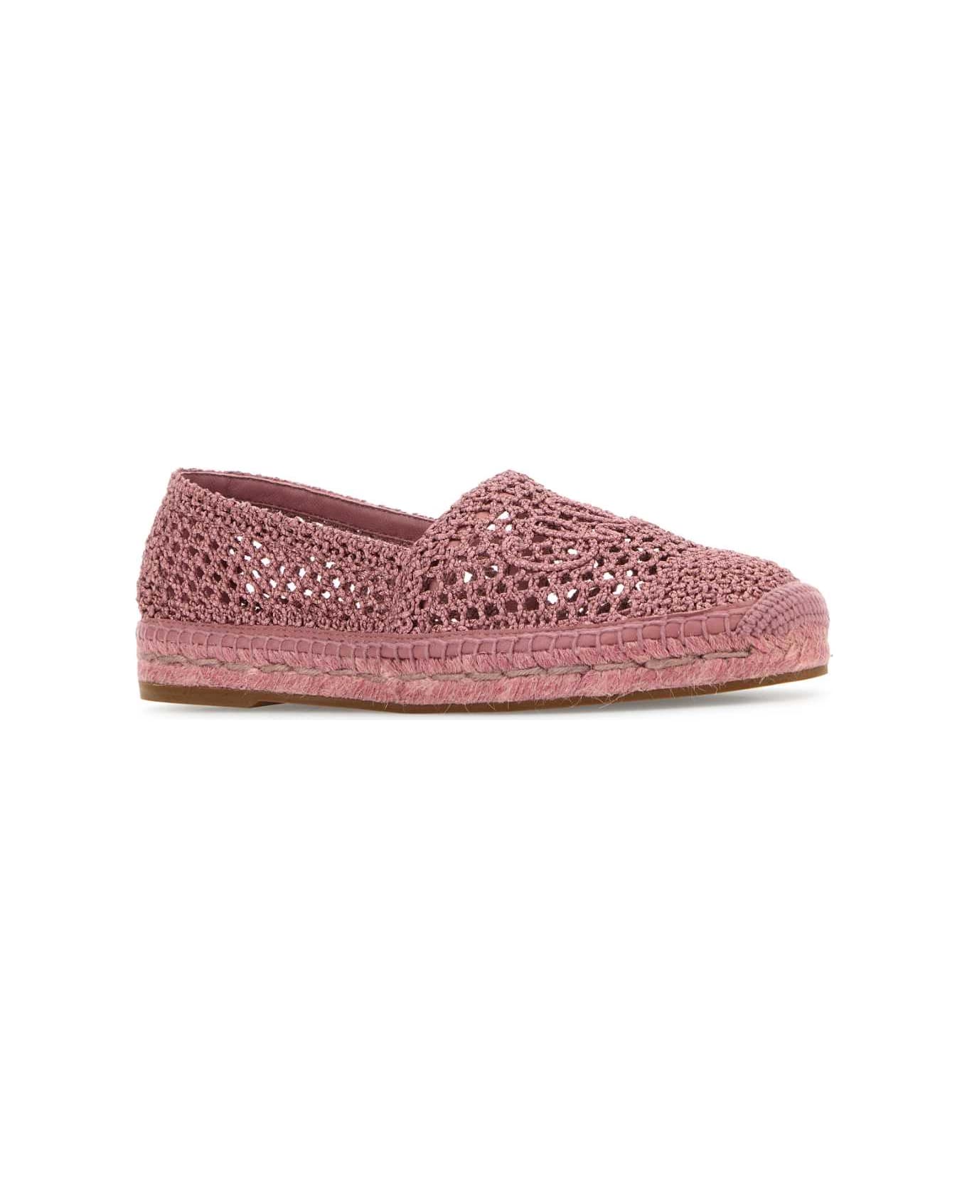 Chloé Antiqued Pink Crochet Isla Espadrilles - LIGHTROSEWOOD