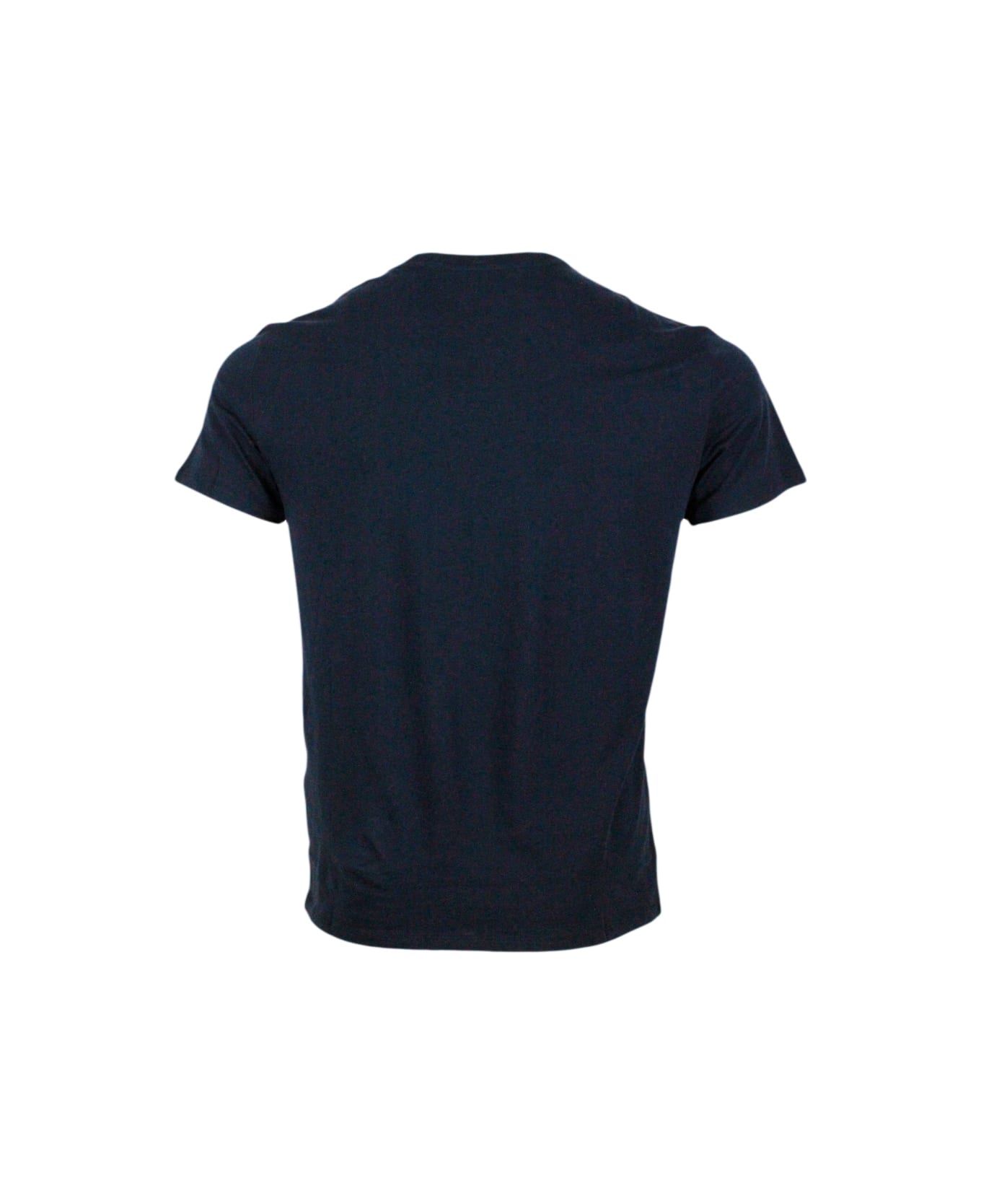 Armani Collezioni Short-sleeved Crew-neck T-shirt With Small Studded Logo On The Chest And Bottom - Black
