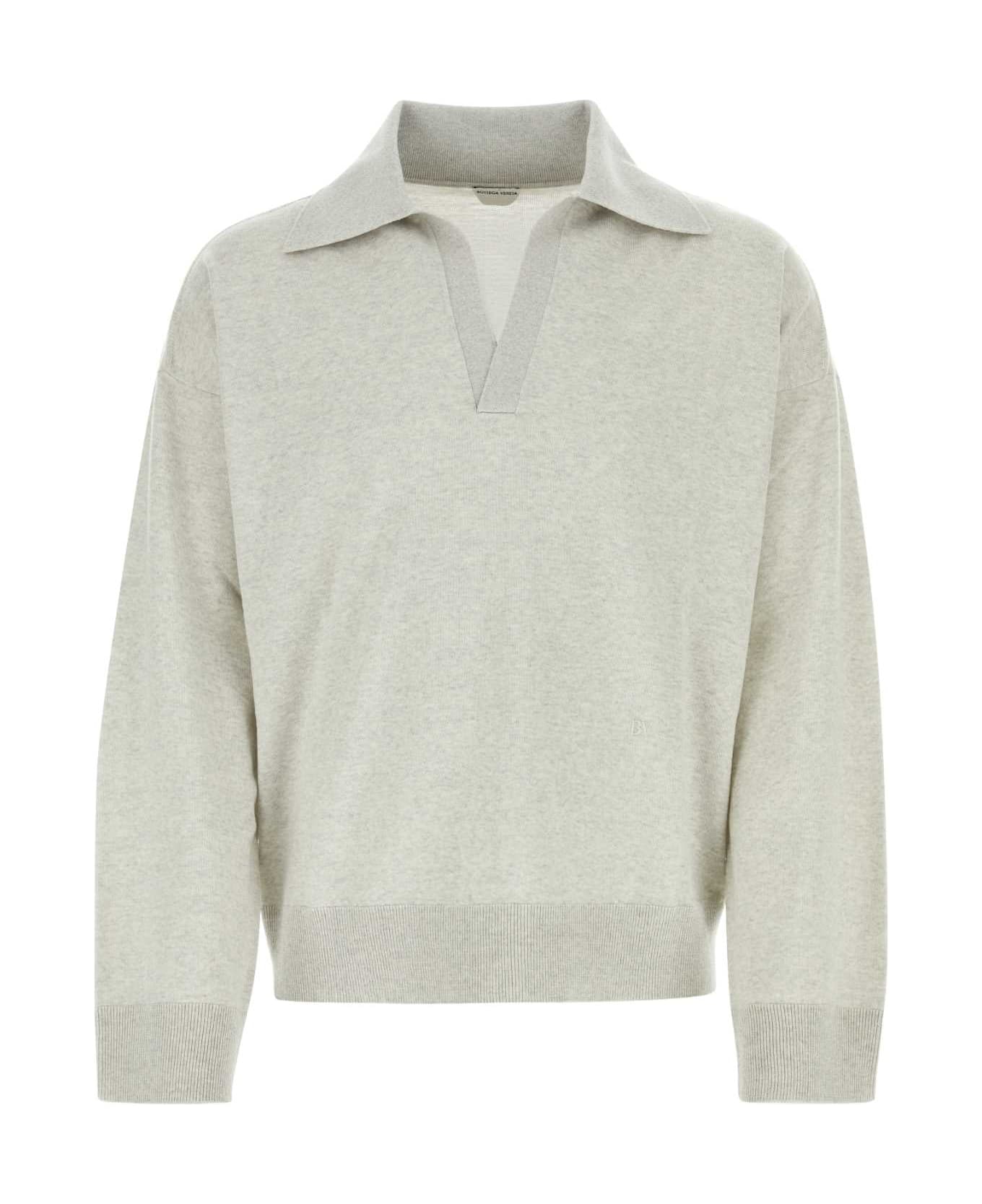 Bottega Veneta Melange Light Grey Wool Sweater - GREY