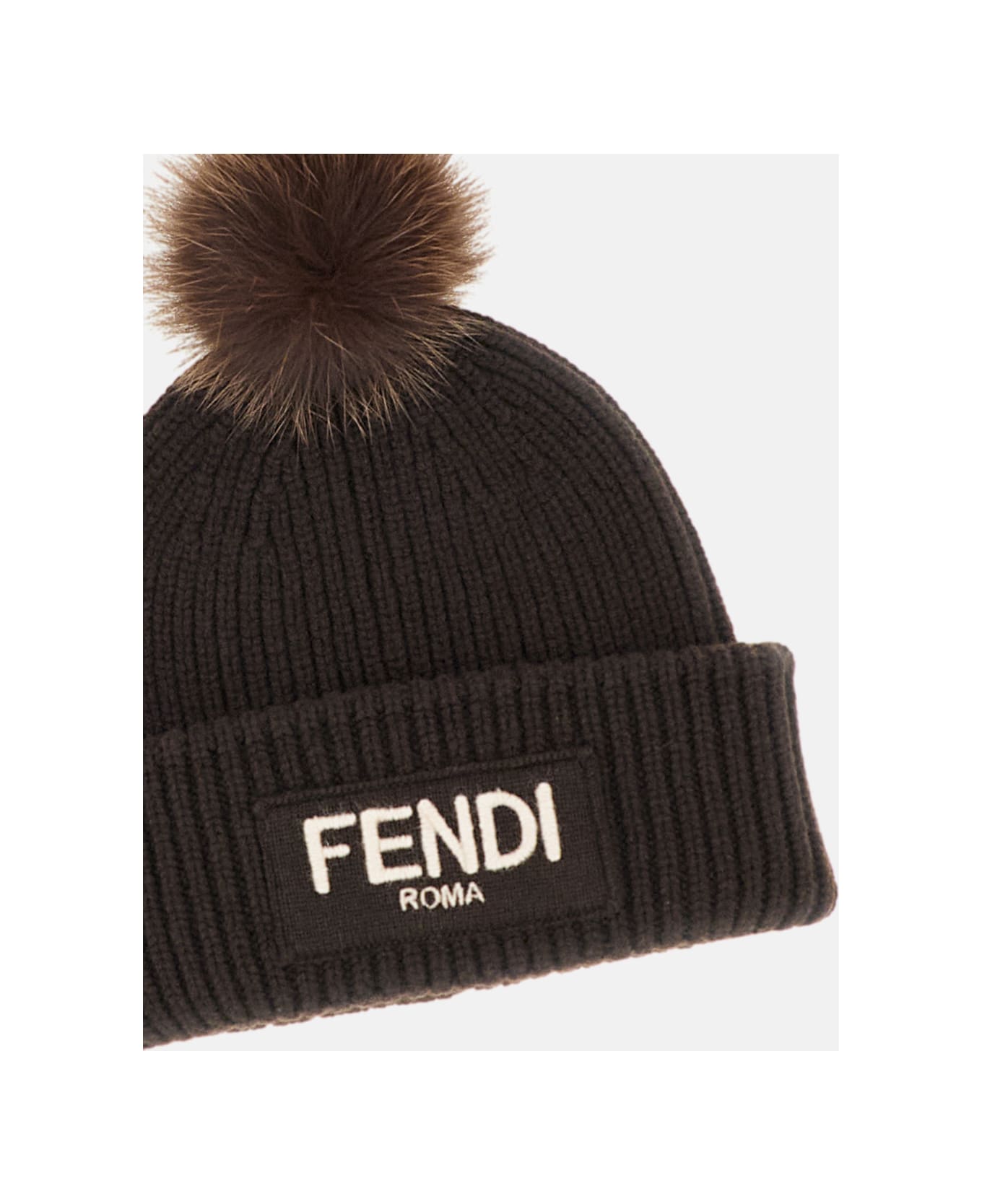 Fendi Pompon Beanie - Brown