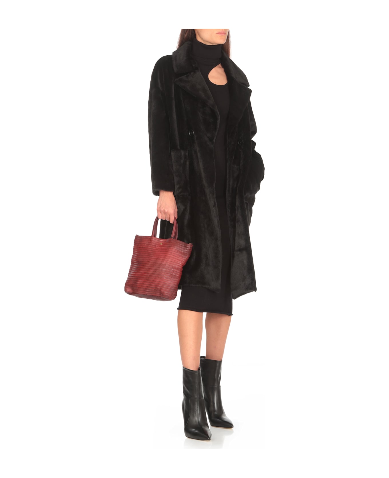 Betta Corradi Faux Fur Coat - Black