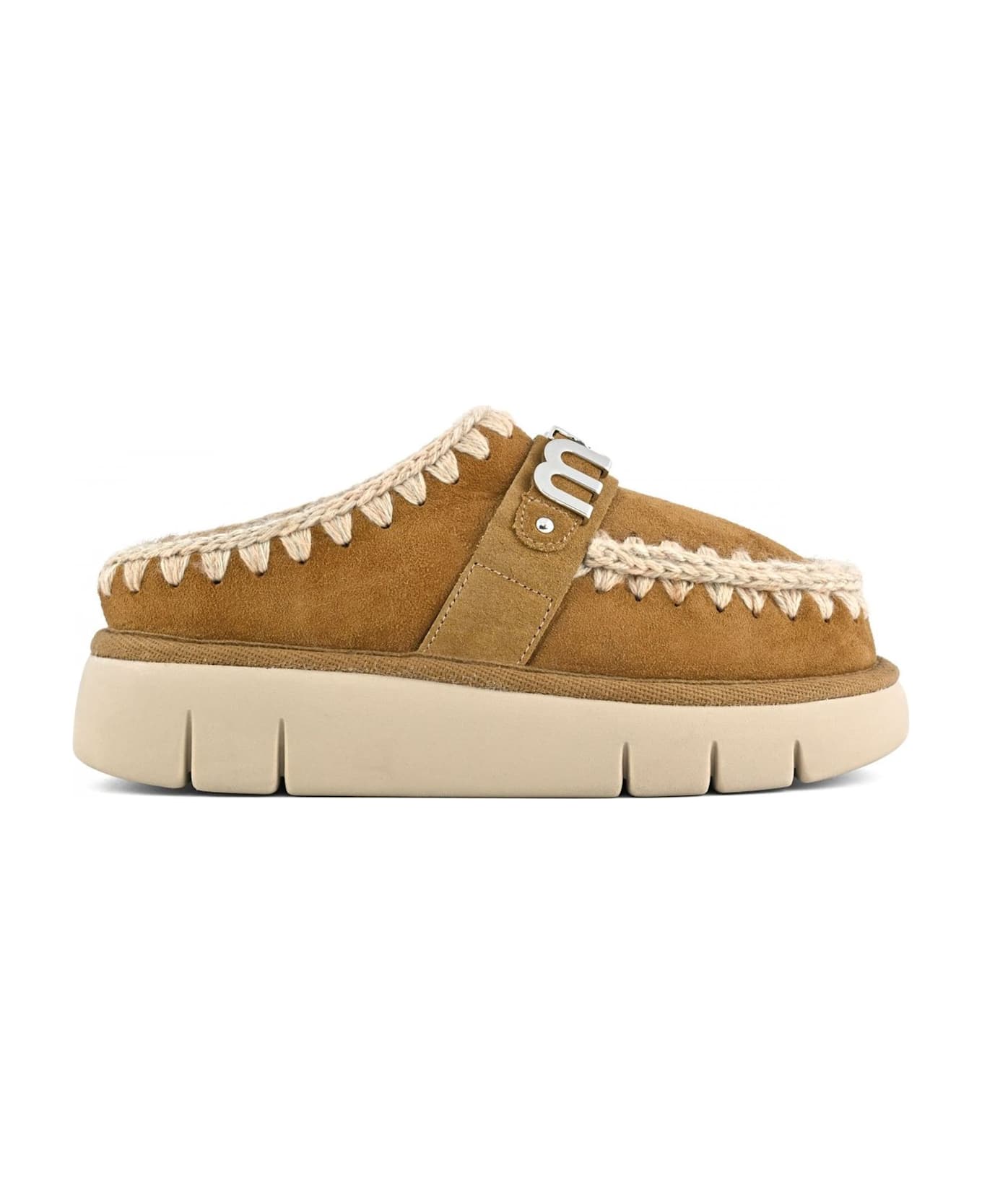 Mou Brown Double-face Sheepskin Bounce Clog - Leather Brown