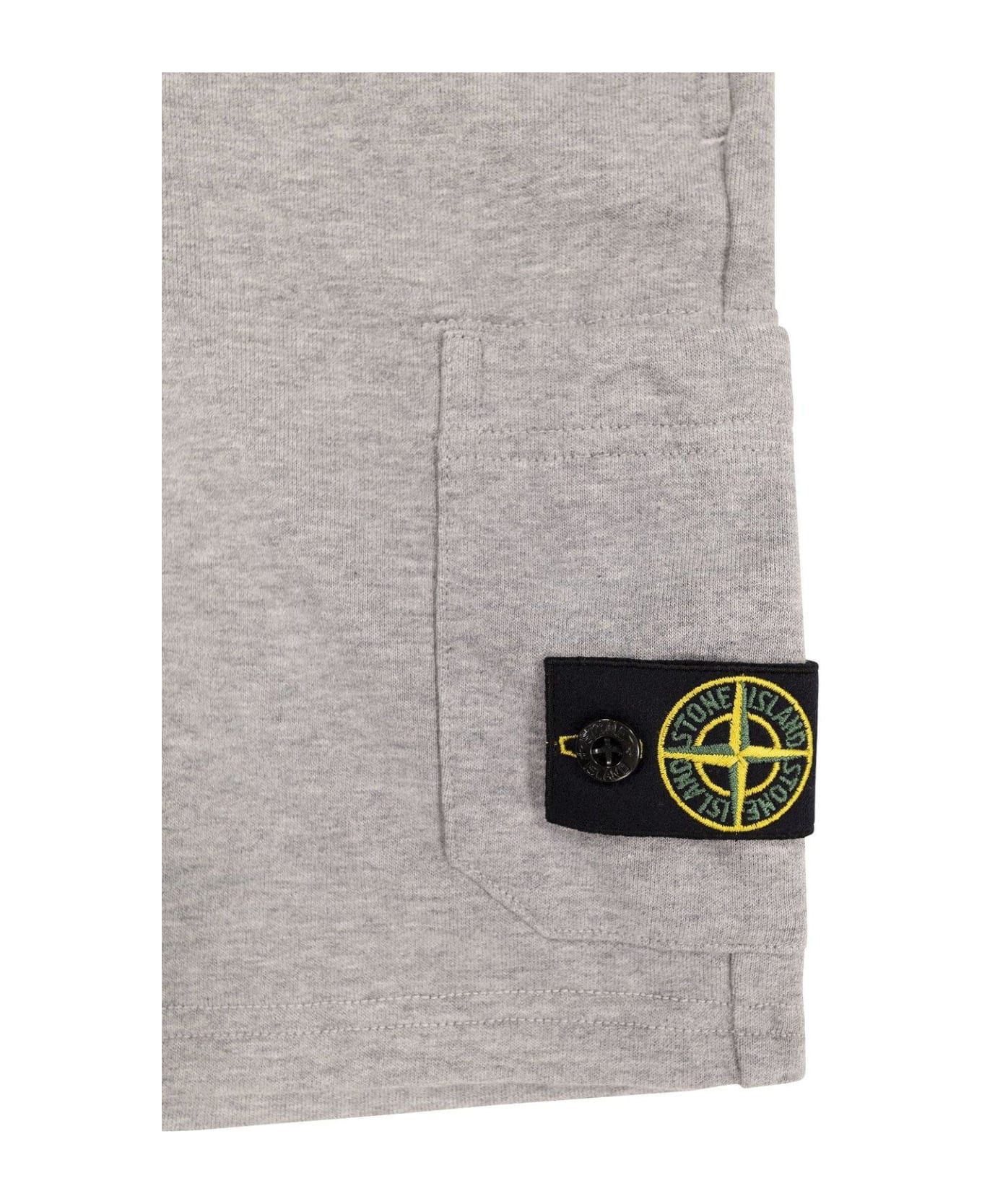 Stone Island Junior Compass-badge Elasticated Waistband Shorts - Melange grey