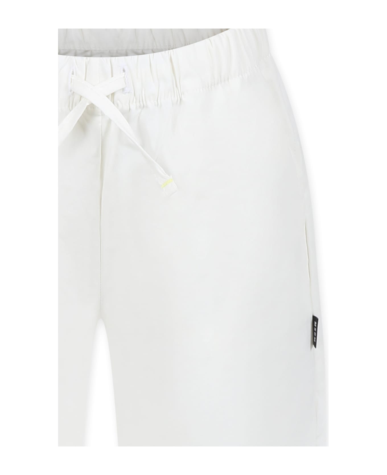 MSGM Ivory Trousers For Boy With Logo - Ivory