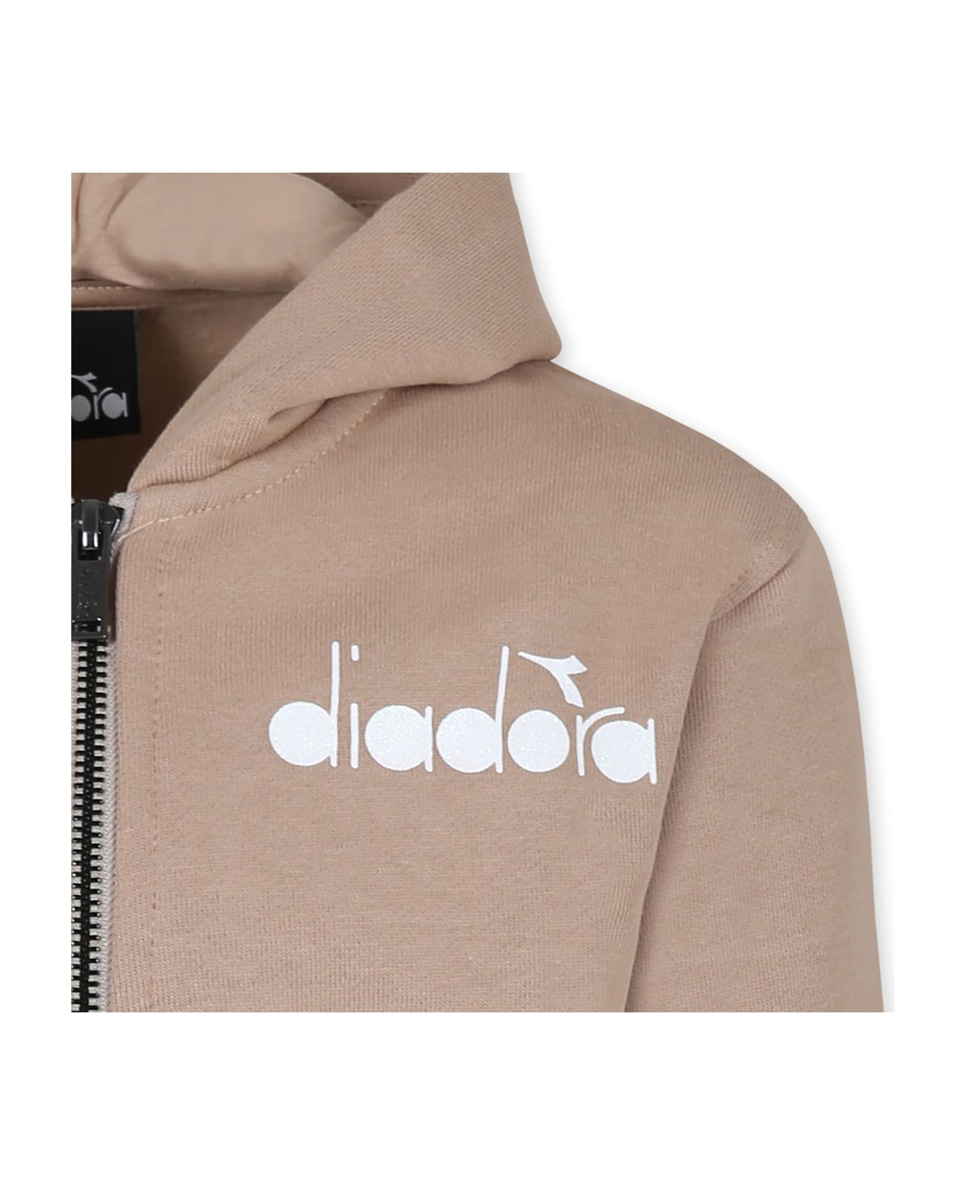 Diadora Beige Sweatshirt For Girl With Logo - Beige