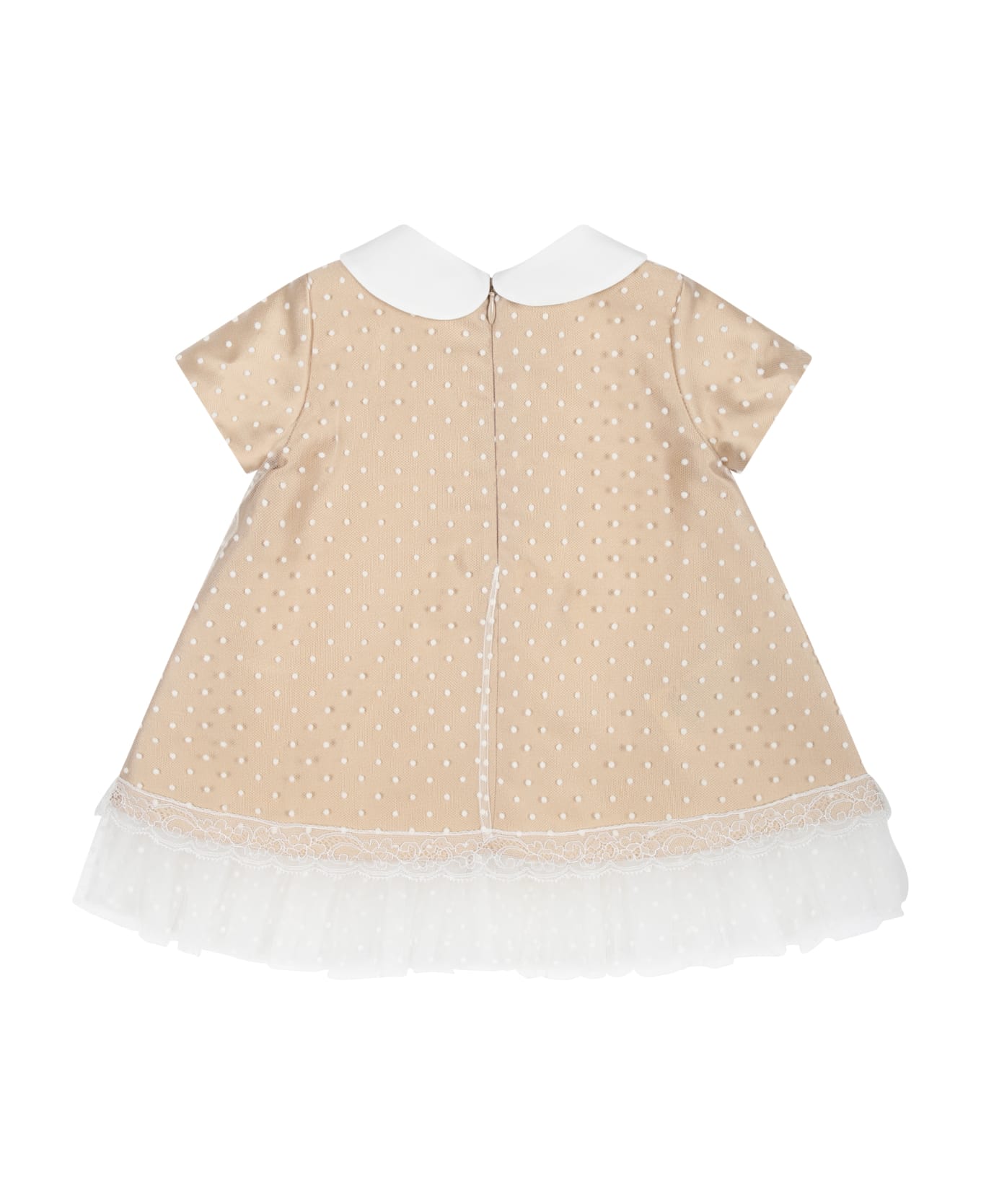 Fendi Elegant Beige Dress For Baby Girl With Logo - Beige