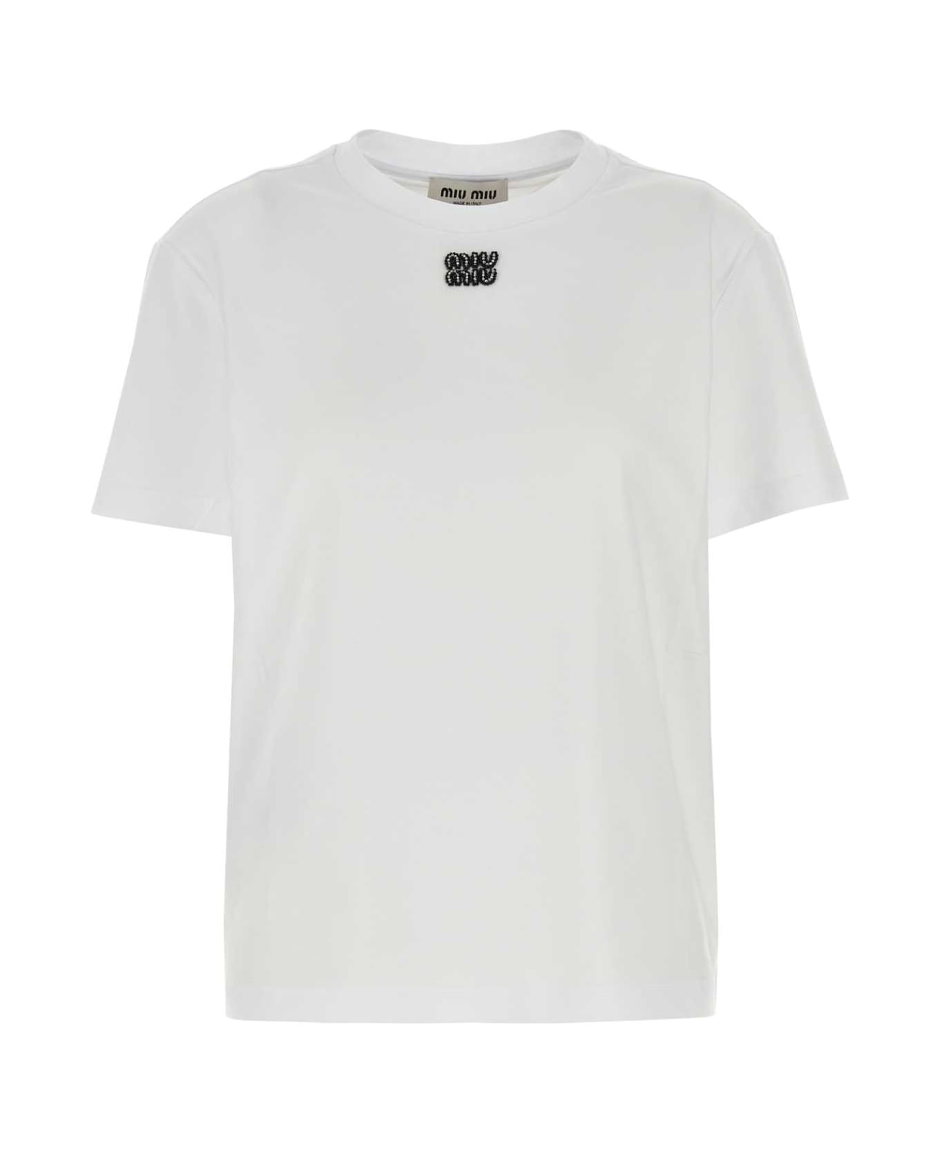 Miu Miu White Cotton T-shirt - BIANCO