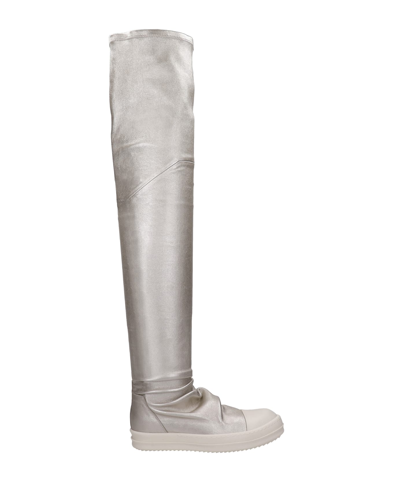 Rick Owens Sneakers In Silver Leather - silver