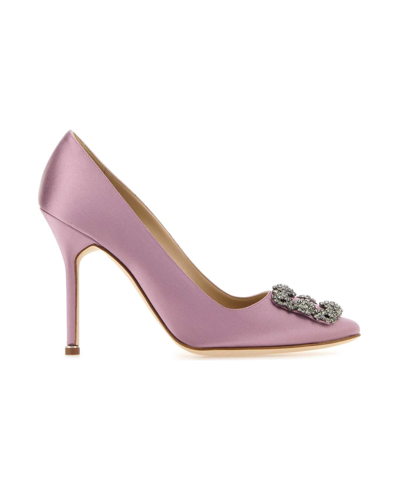 Manolo Blahnik Pink Silk Hangisi Pumps - MPUR