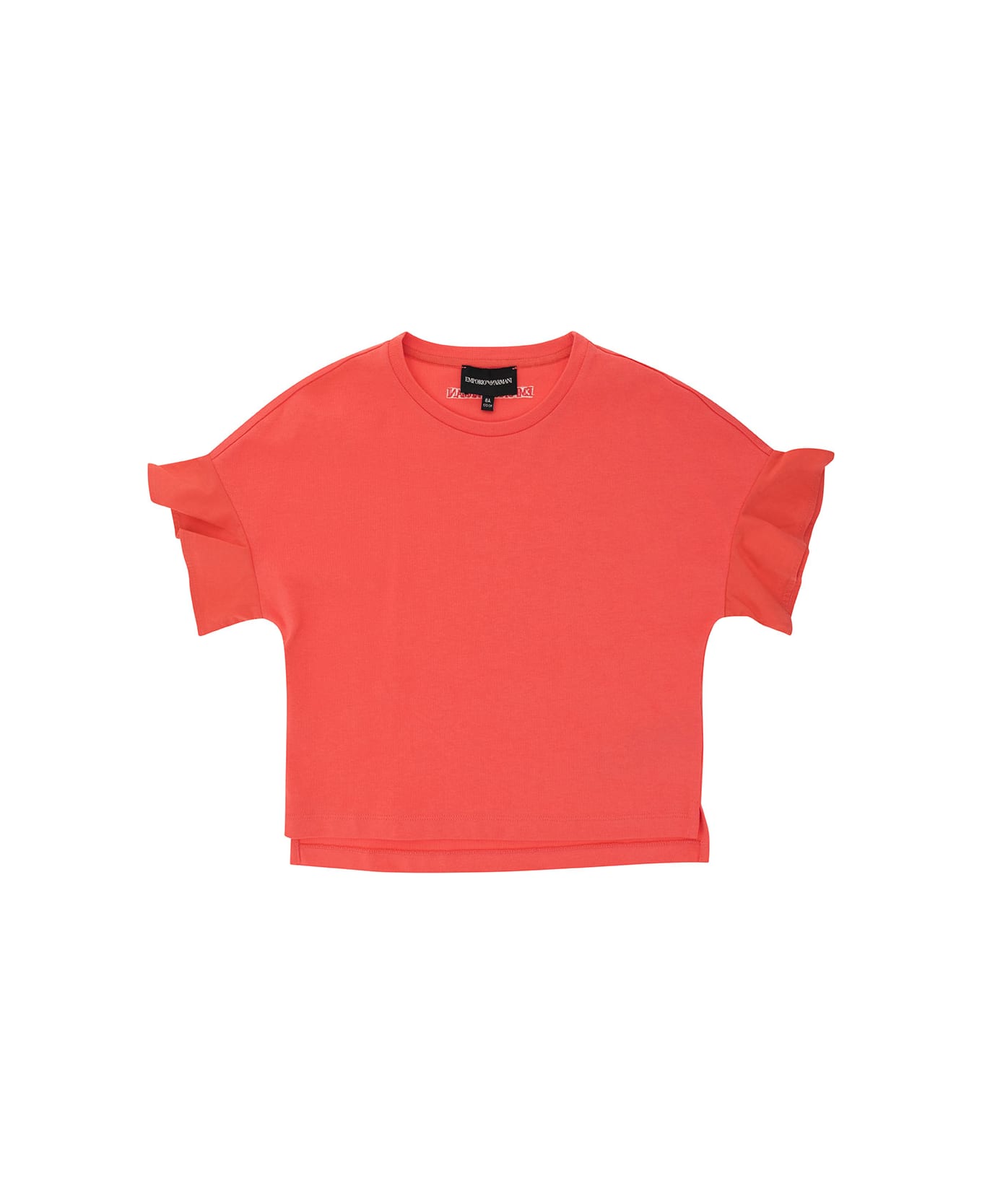 Emporio Armani Orange Crewneck T-shirt In Cotton Girl - Fuxia