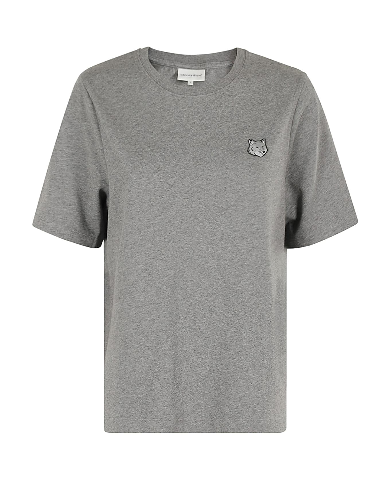 Maison Kitsuné Bold Fox Head Patch Comfort Tee Shirt - Medium Grey Melange