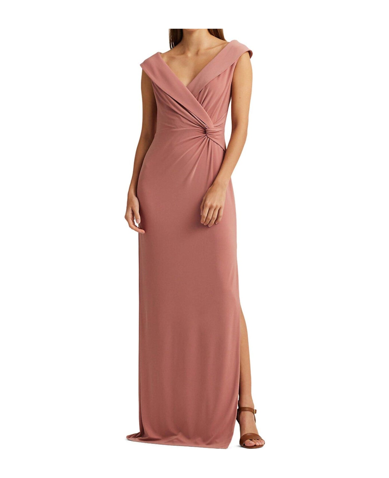 Ralph Lauren V-neck Sleeveless Maxi Dress - Pink