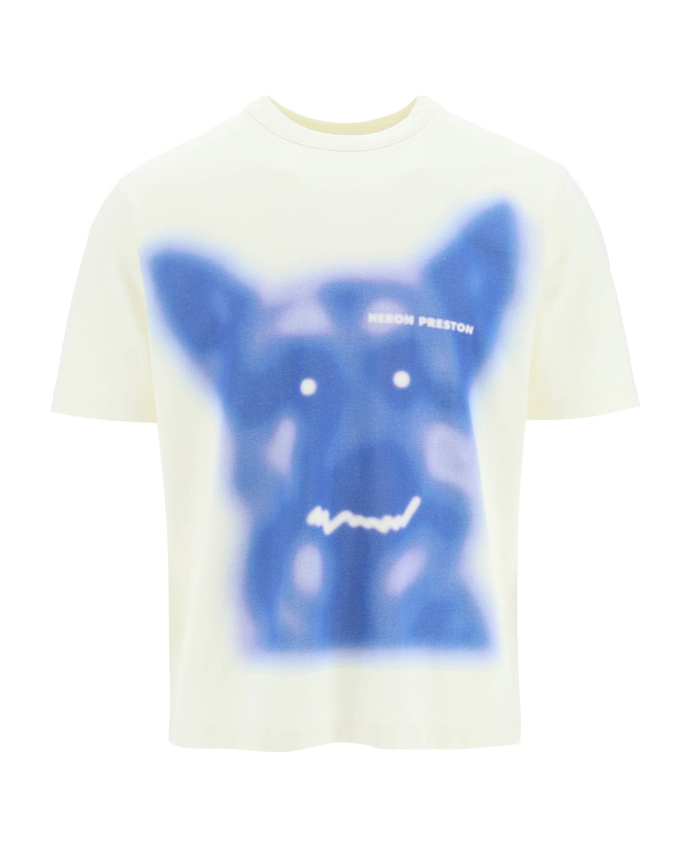 HERON PRESTON Beware Of Dog T-shirt - White Blue シャツ