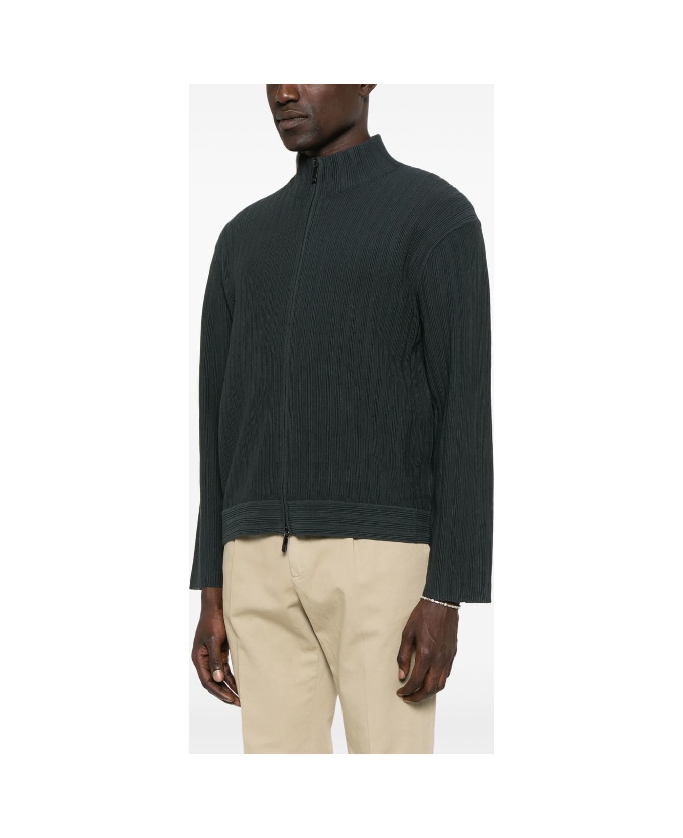 Emporio Armani Zipped Cardigan - Grey