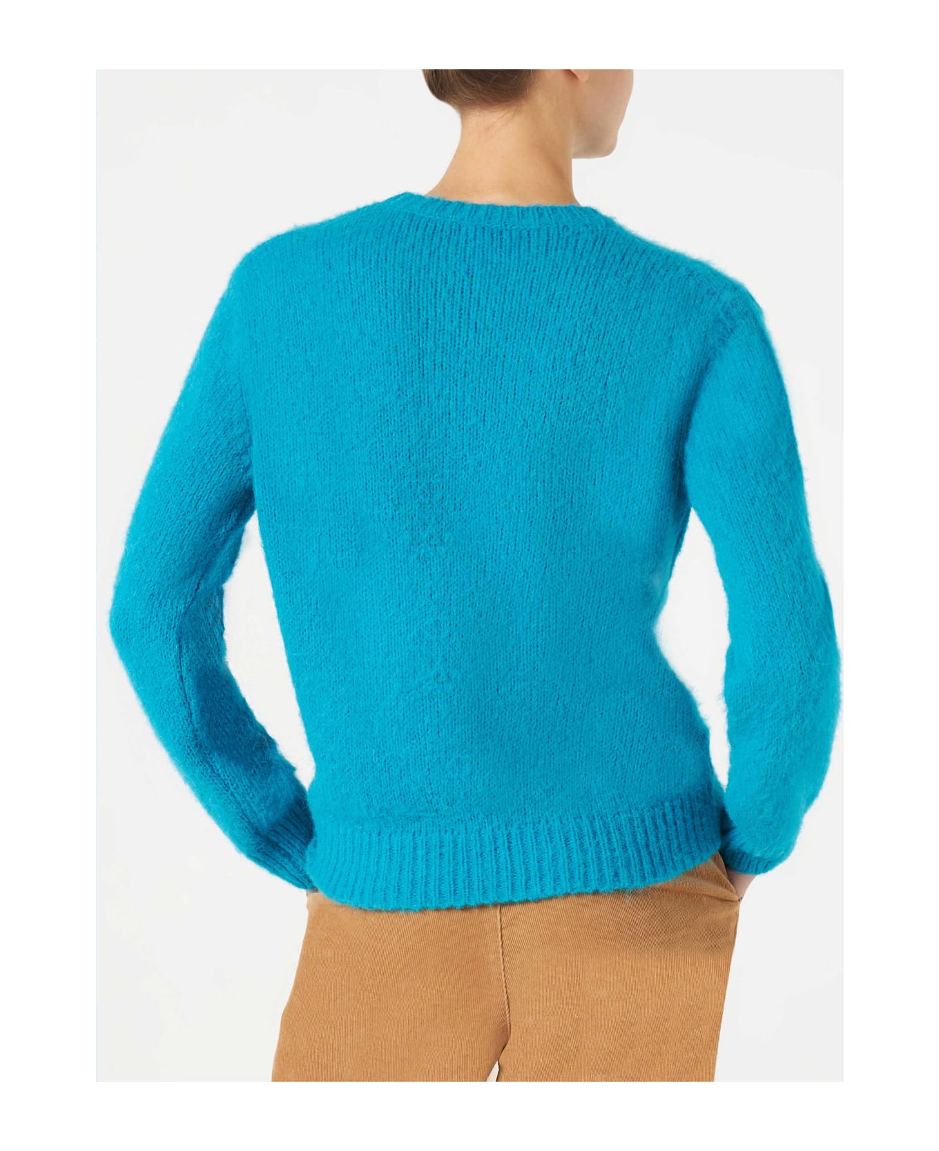 MC2 Saint Barth Woman Light Blue Brushed Sweater With Embroidery - BLUE ニットウェア