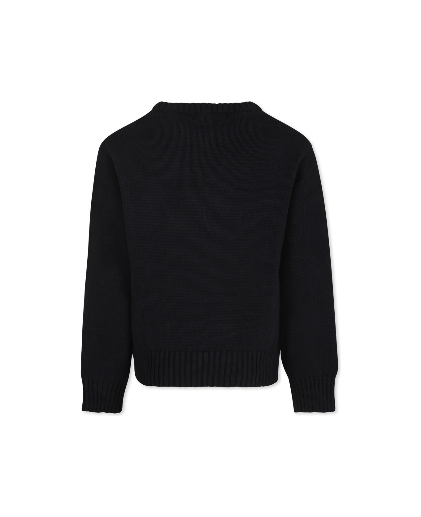 MSGM Black Sweater For Kids With Logo - Nero