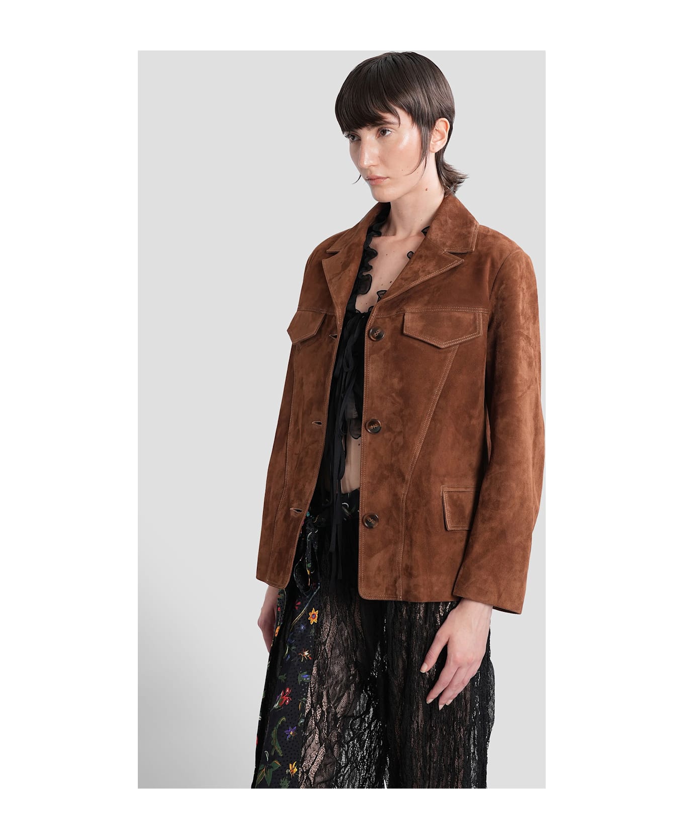 SIEDRES Asean Leather Jacket In Brown Leather - brown