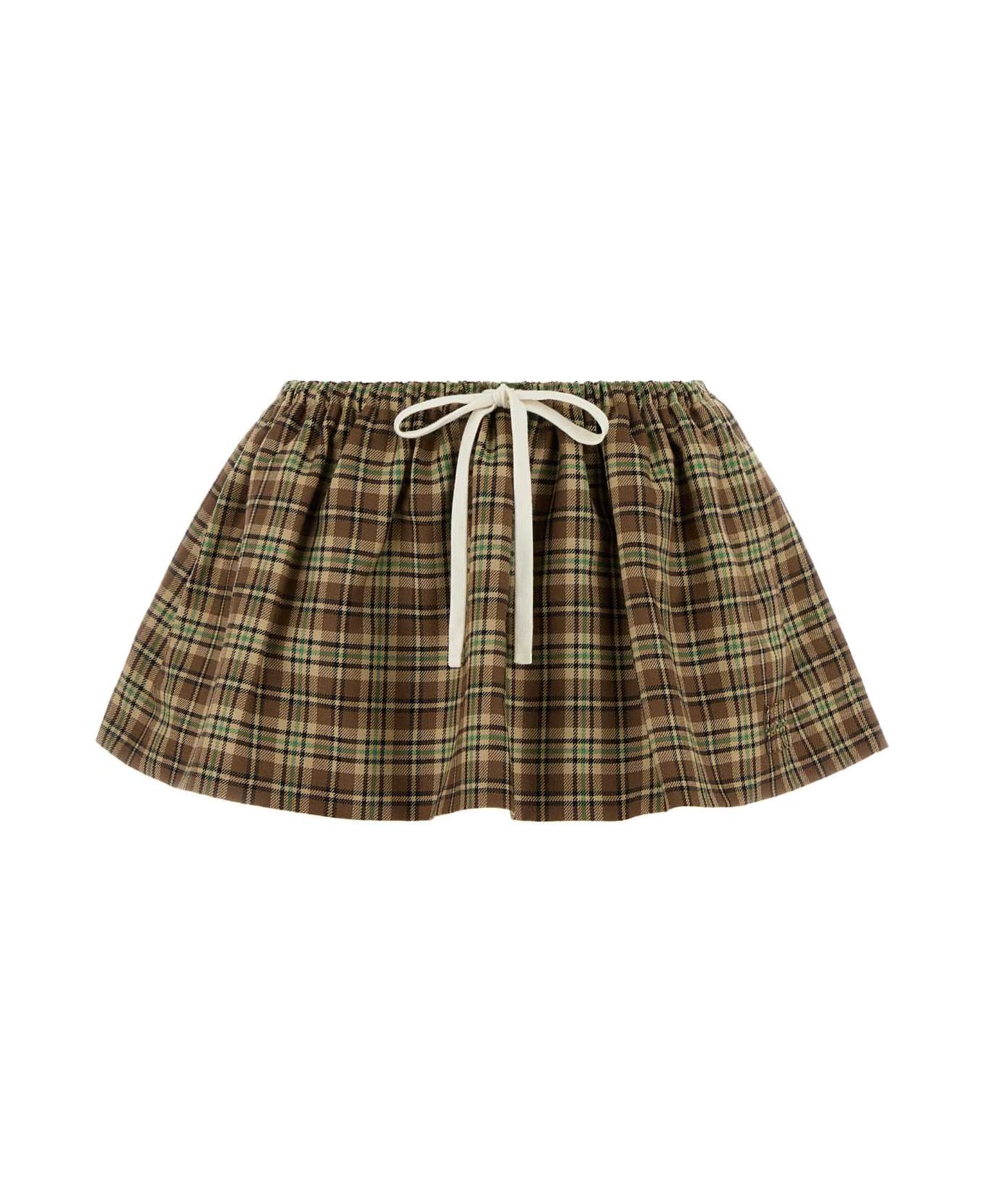 Miu Miu Embroidered Wool Mini Skirt - CAMMELLOTABACCO