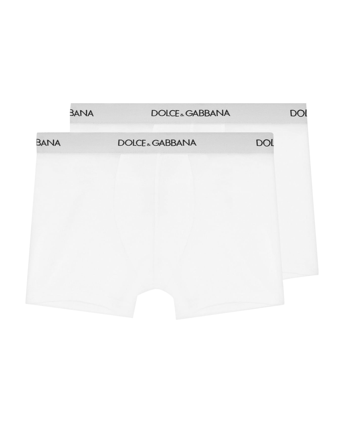Dolce & Gabbana Bi-pack Boxer In Jersey With Logoed Elastic - White アンダーウェア