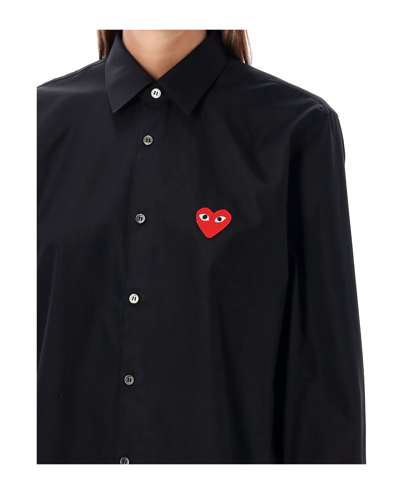 Comme des Garçons Play Red Heart Patch Shirt - BLACK RED