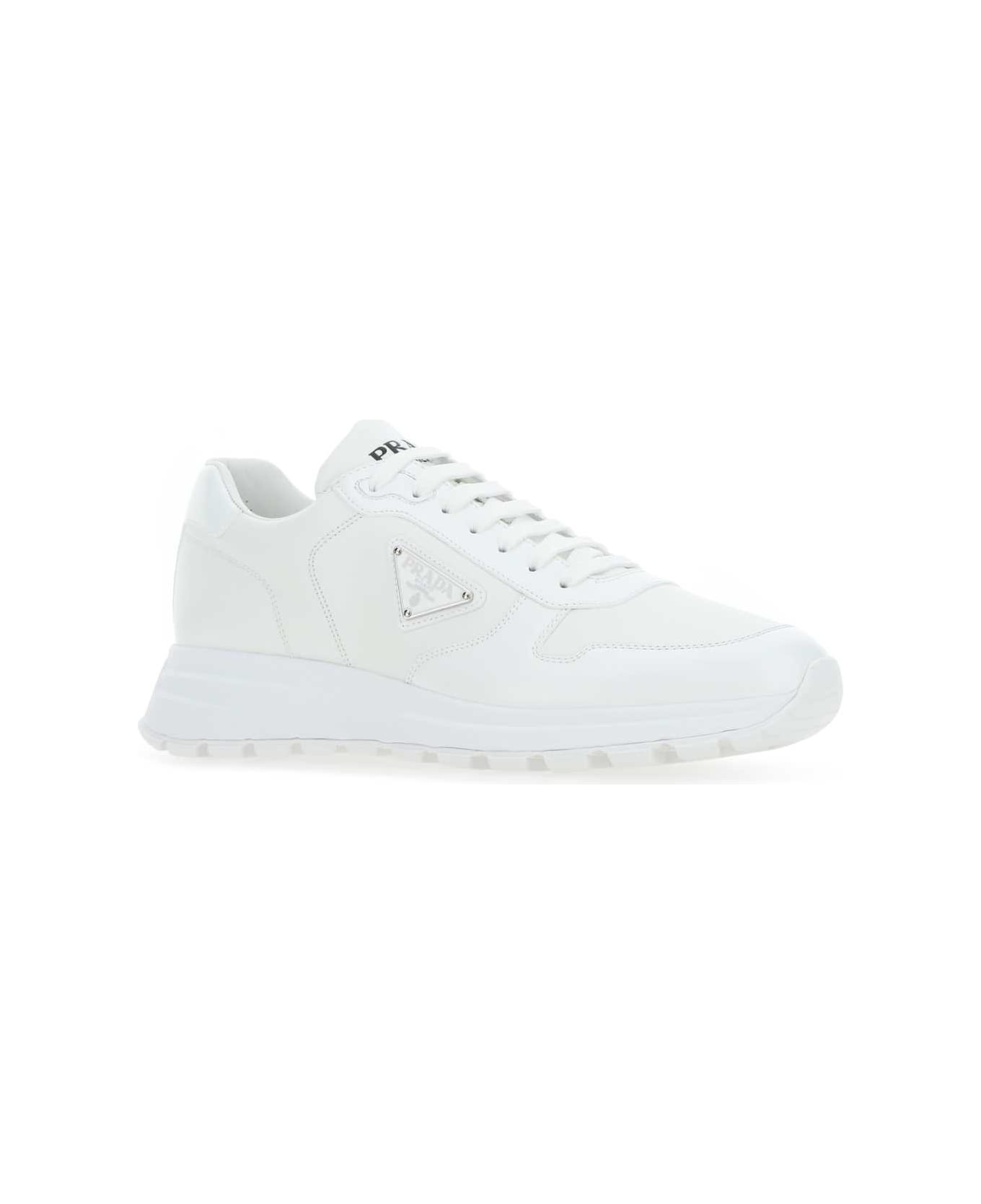 Prada White Re-nylon And Leather Sneakers - BIANCO