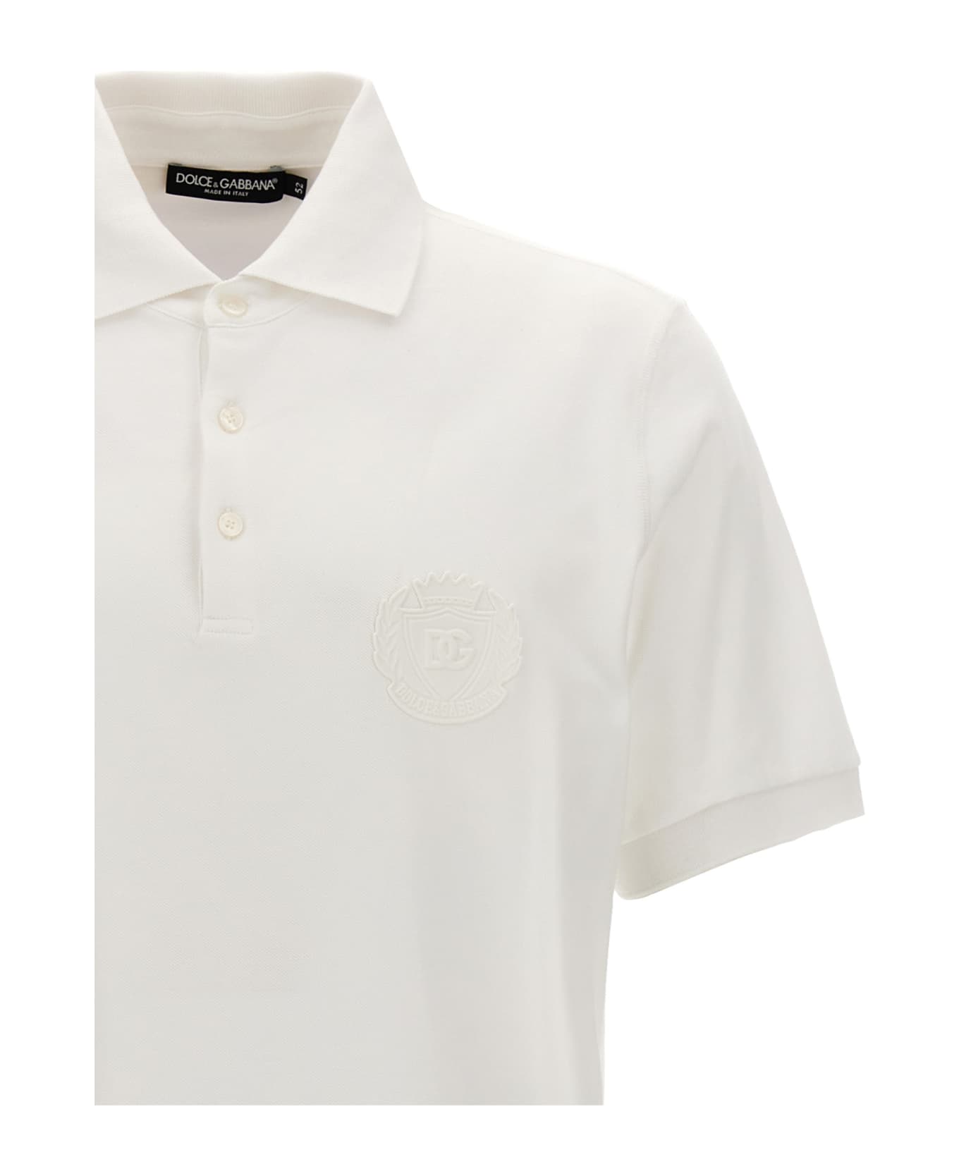 Dolce & Gabbana Logo Patch Polo Shirt - White