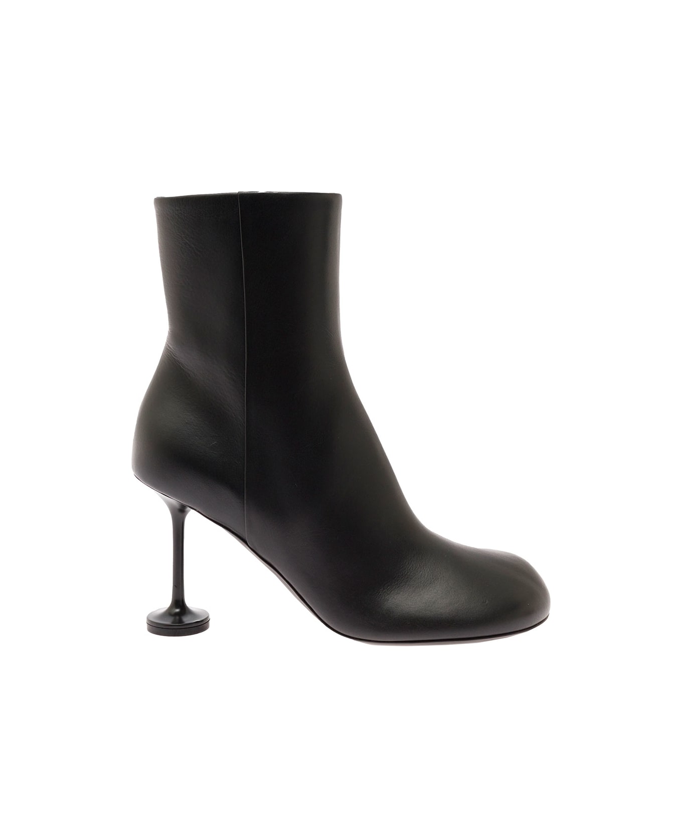 Balenciaga Black Lady Booties In Leather With 90 Mm Champagne Heel Balenciaga Woman - Black