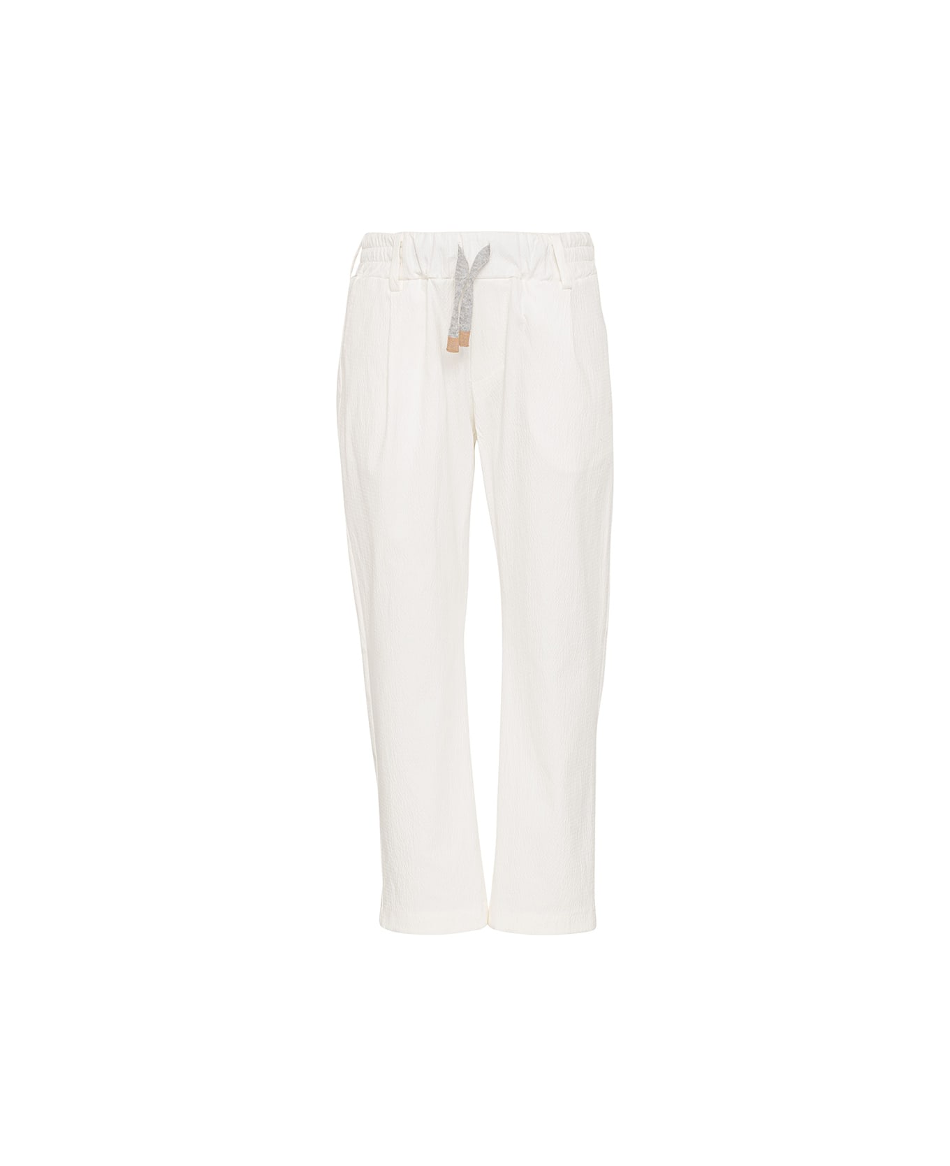Eleventy White Joggers Pants With Contrasting Drawstring - White ボトムス