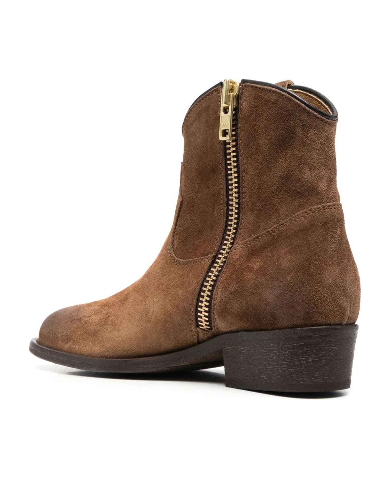 Via Roma 15 Brown Calf Suede Ankle Boots - Brown