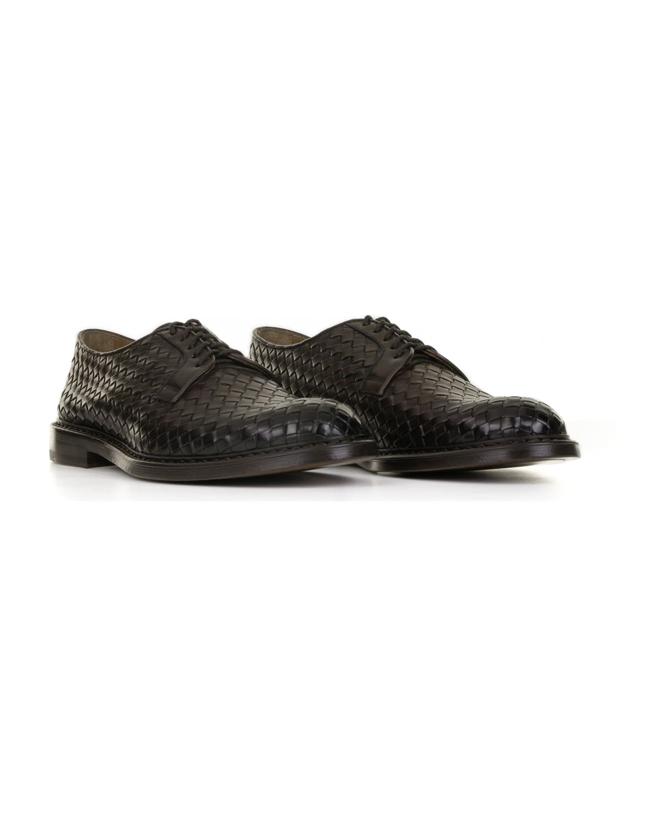 Doucal's Brown Derby In Woven Leather - MARRONE