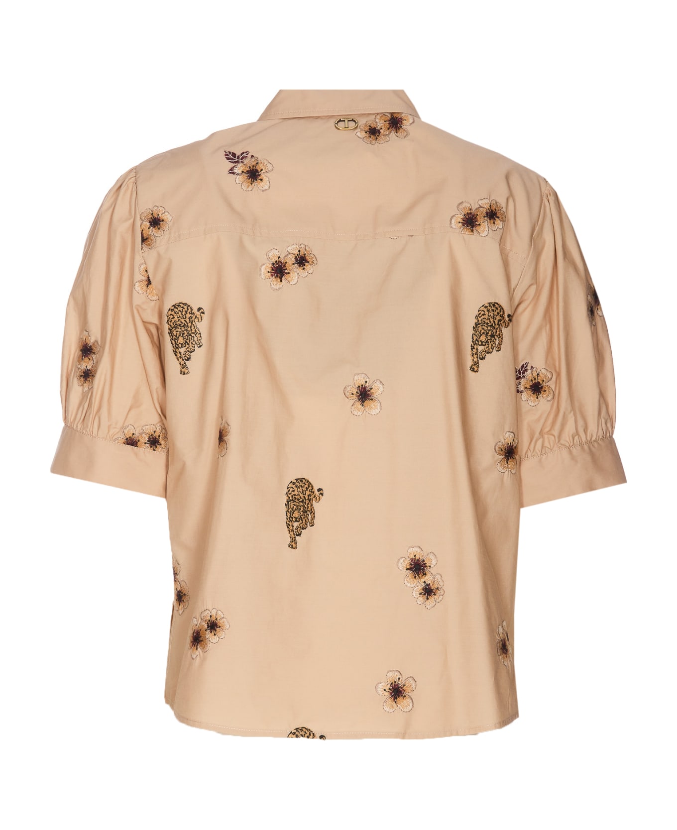 TwinSet Popeline Embroidered Shirt - Beige