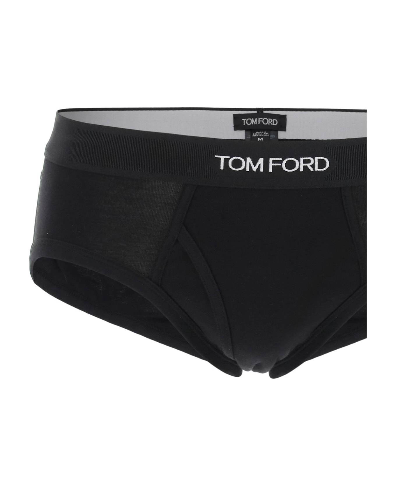 Tom Ford Cotton Briefs With Elastic Band - black