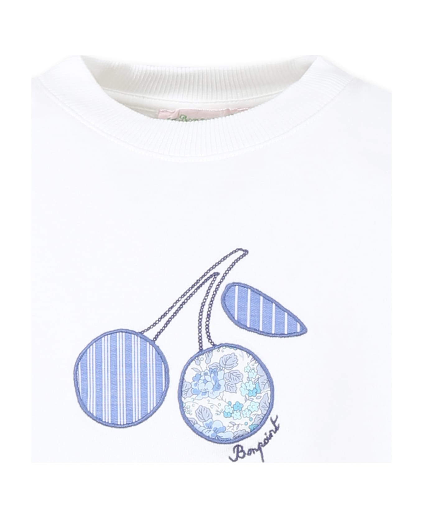 Bonpoint White Sweatshirt For Girl With Cherries - White