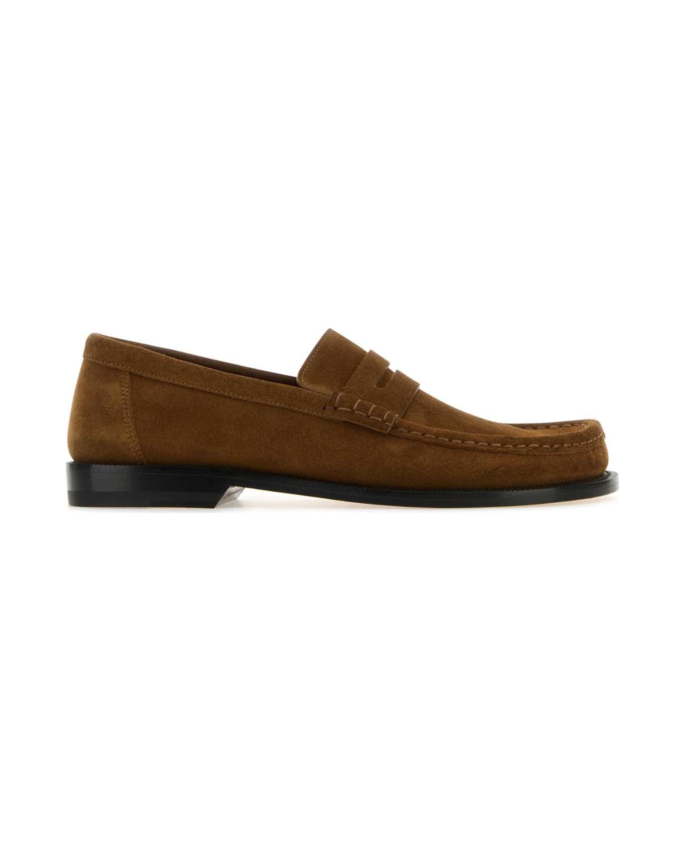 Loewe Brown Suede Campo Loafers - TABACCO