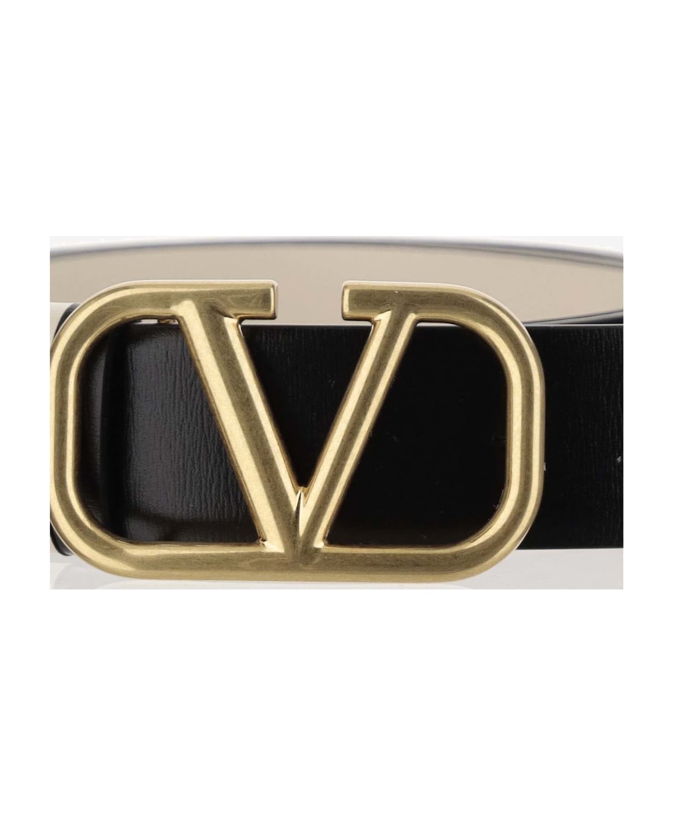 Valentino Garavani Vlogo Signature Reversible Belt - NERO-LIGHT IVORY